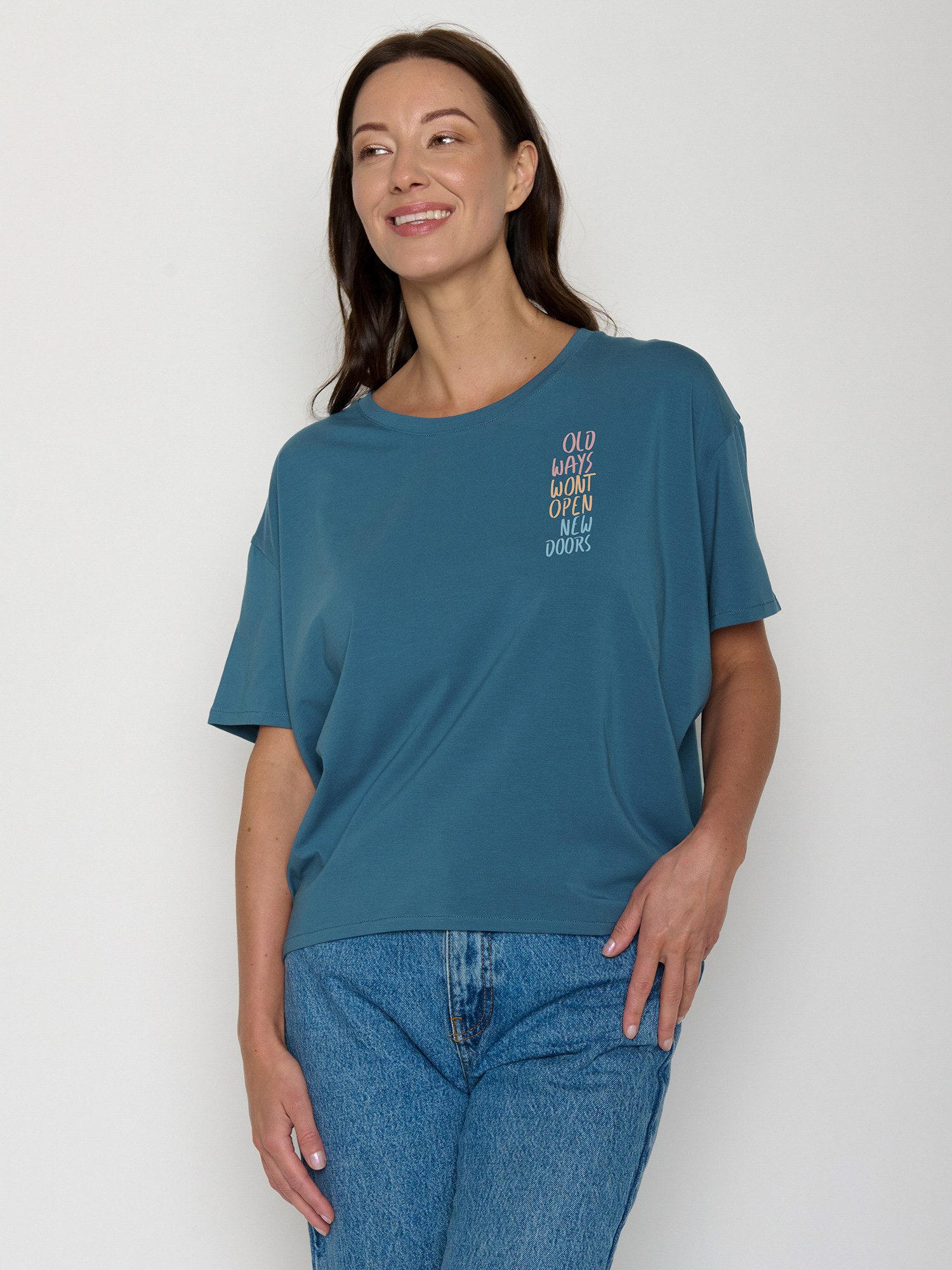 GreenBomb T-Shirt Feel Old Ways (1-tlg., 1) lockerer Schnitt, leichter Fall, vorne kürzer als hinten
