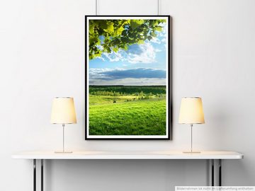 Sinus Art Poster 90x60cm Poster Frühlingswiese und Wald