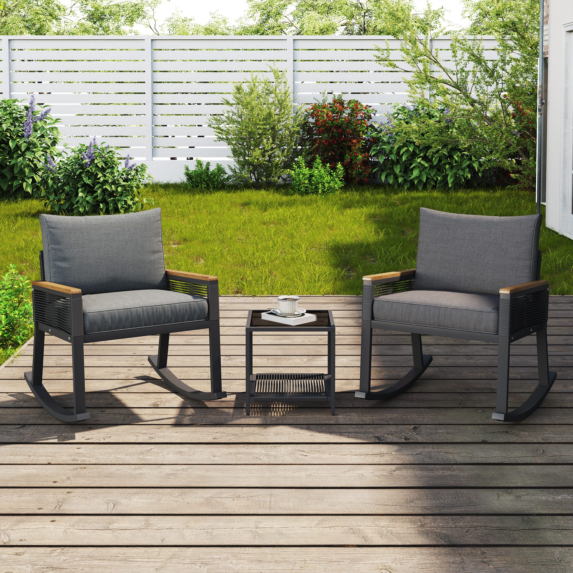 Ulife Gartenlounge-Set Schaukelstuhl-Set mit Seil, Gartenmöbel-Set, günstig online kaufen