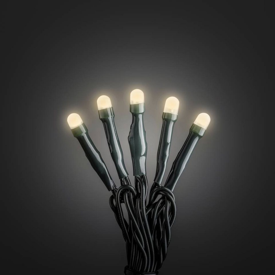 KONSTSMIDE LED-Lichterkette Micro gefrostet 20 bernsteinfarbene LED 1,33m  grünes Kabel Indoor, 20-flammig, 20 Bernsteinfarbene LED