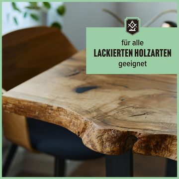 Schrader Möbel Pflege Balsam + Tuch - zweiteiliges Set Holzreiniger (Pflegemittel für lackierte Holzoberflächen - Made in Germany)