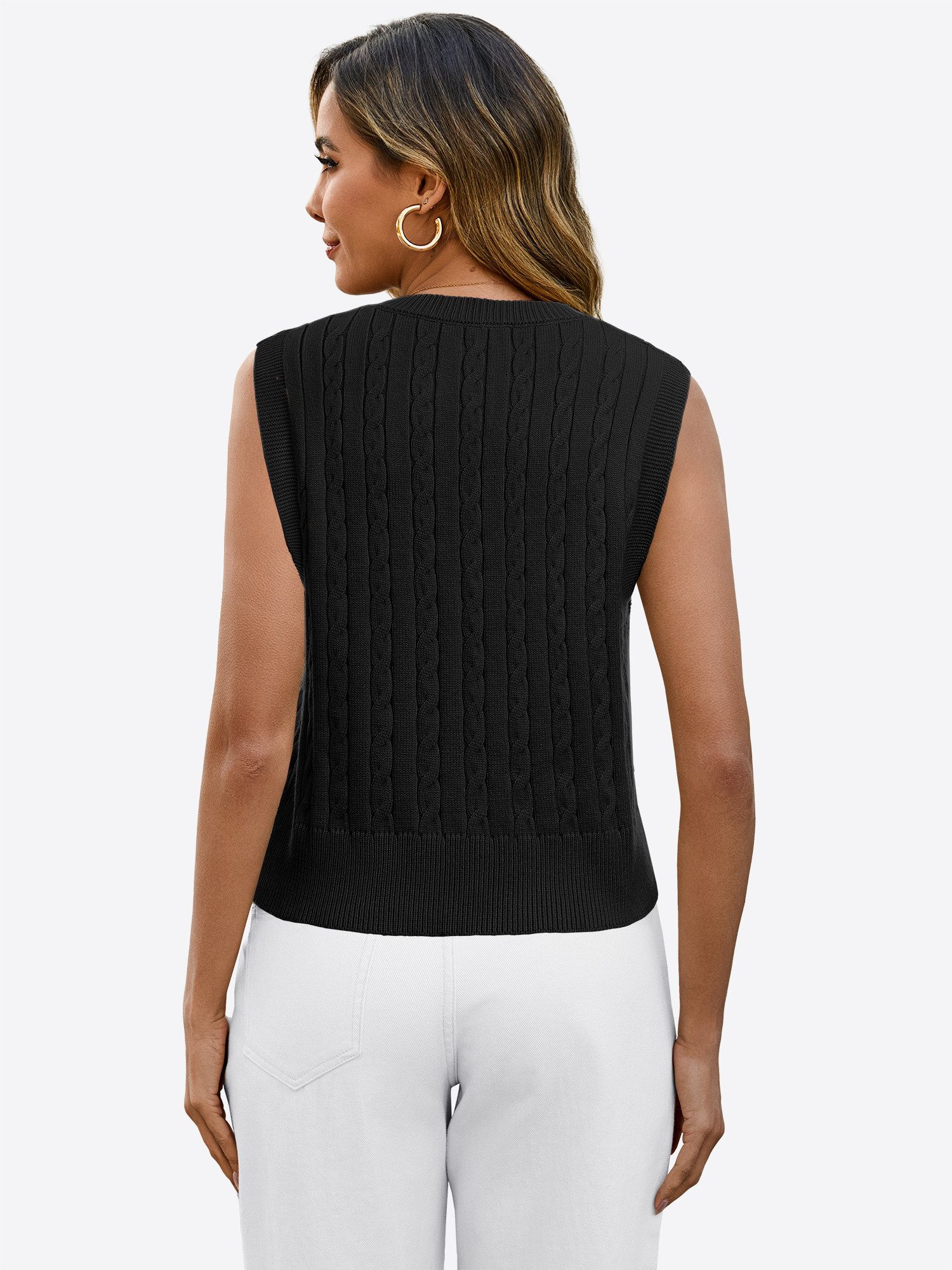 Imily Bela Strickweste Damen Ärmellose Kurze Weste (Packung, 1-tlg., 1per-Pack) Volltonfarbe