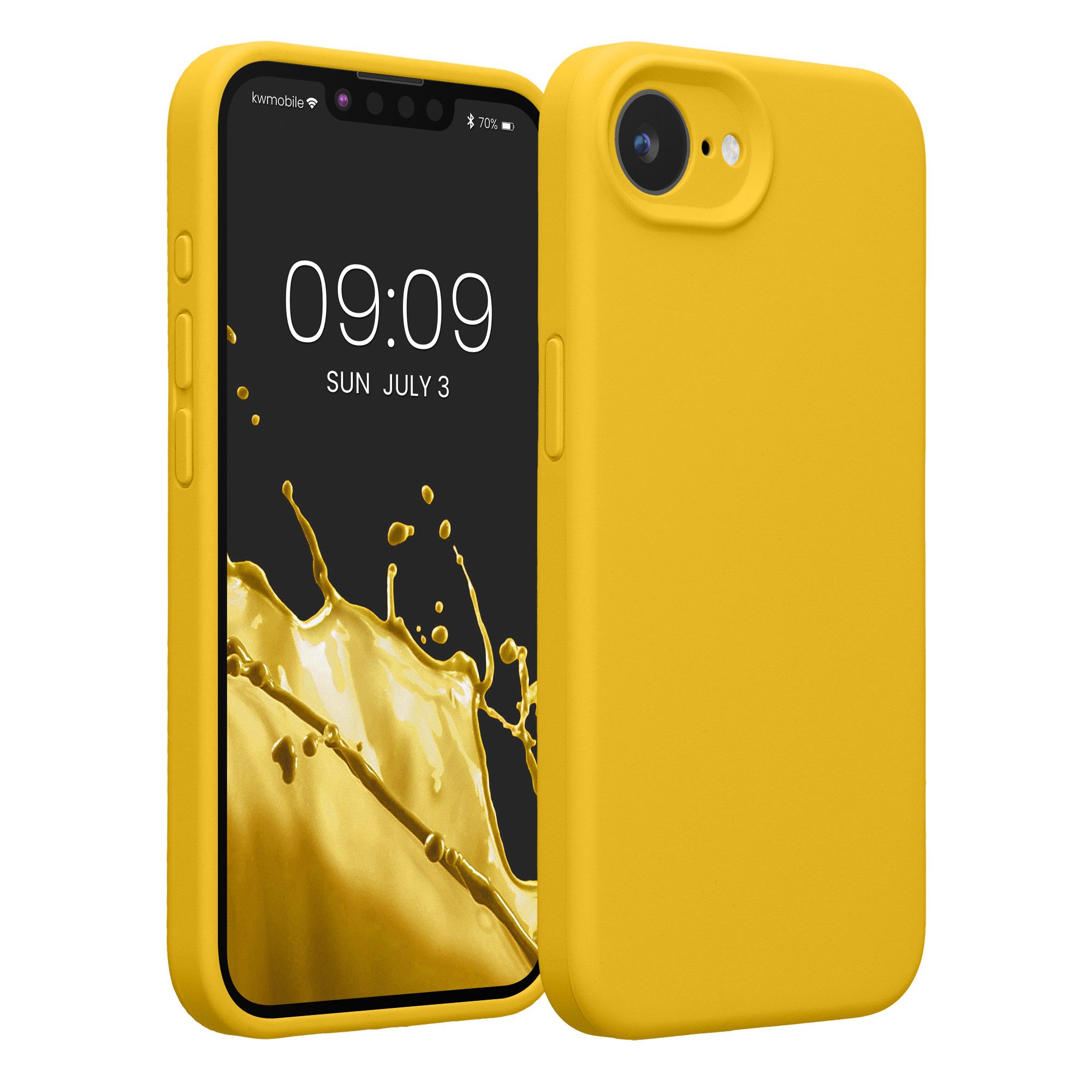 kwmobile Smartphone-Hülle Handyhülle für Apple iPhone 17e / iPhone 16e Hülle, Hülle Silikon gummiert - Handyhülle - Handy Case in Strahlend Gelb
