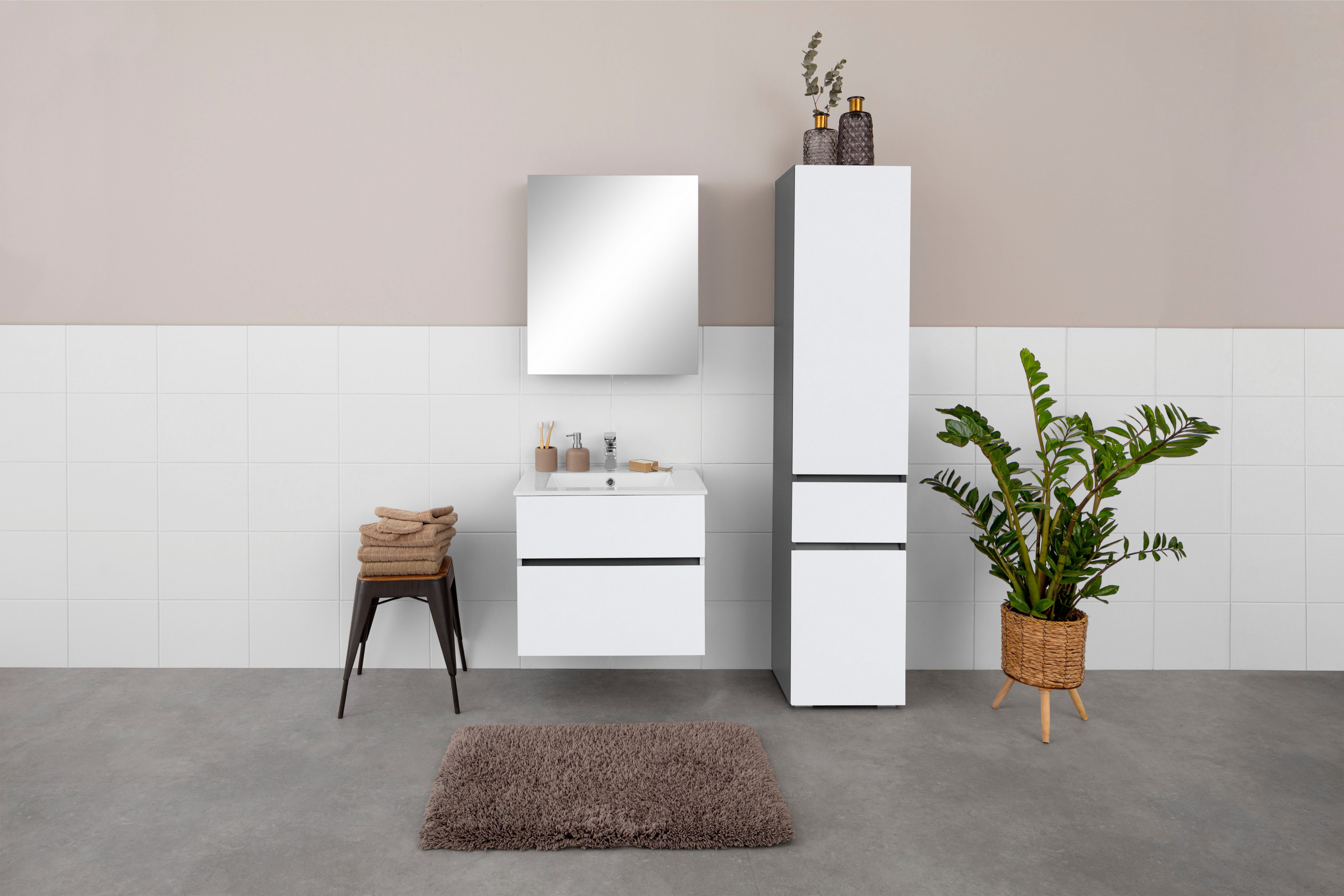 Home affaire Waschtisch Wisla, Waschplatz, Badezimmerschrank (Set, 2-St., Waschtisch mit Waschbecken), Badmöbel für Wandmontage mit Klappe, Schublade und Keramik Waschbecken