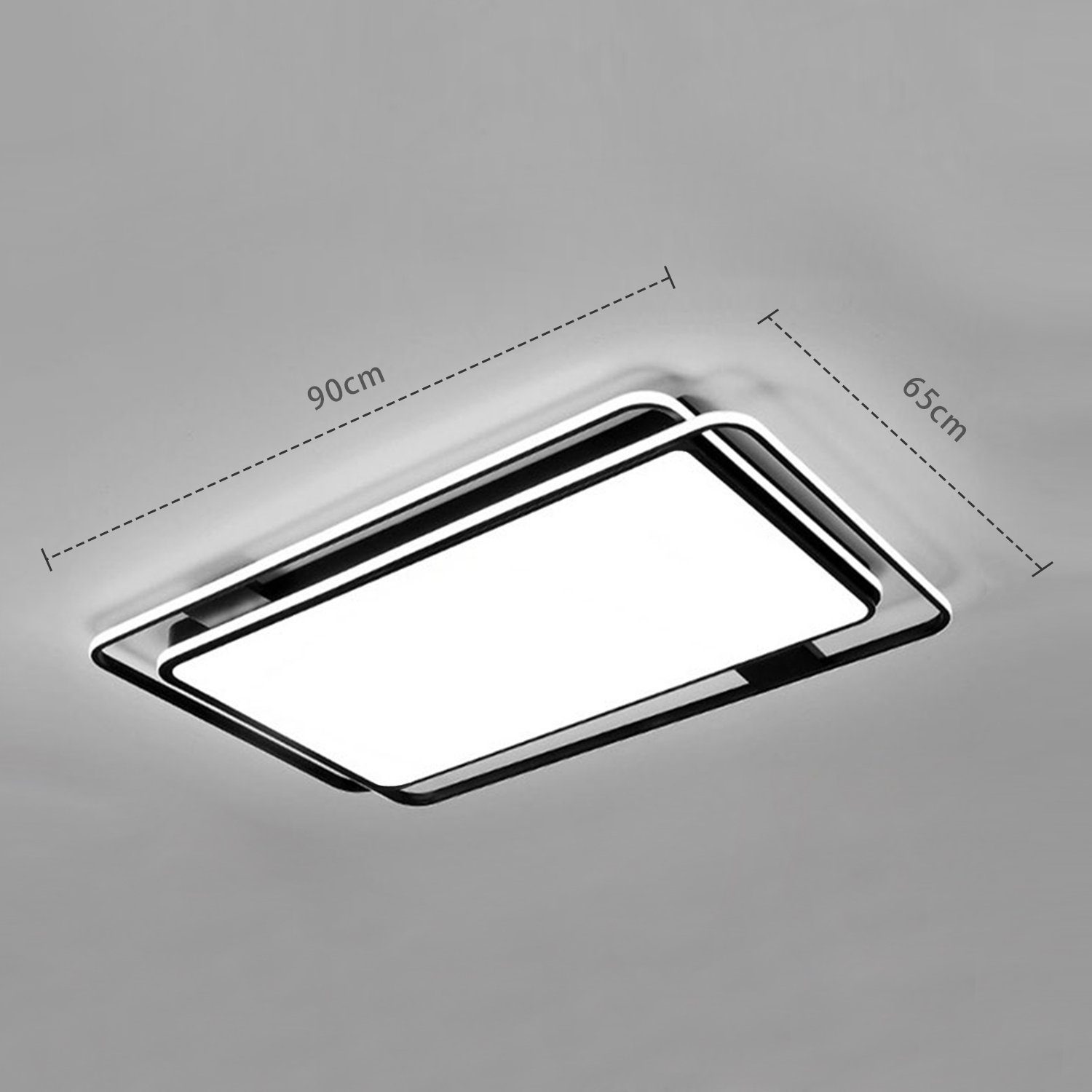 JDONG LED Deckenleuchte dimmbar mit Deckenlampe Wohnzimmerlampe Rechteckig, fest Modern-Design Schwarz integriert, LED Metall 90W Fernbedienung