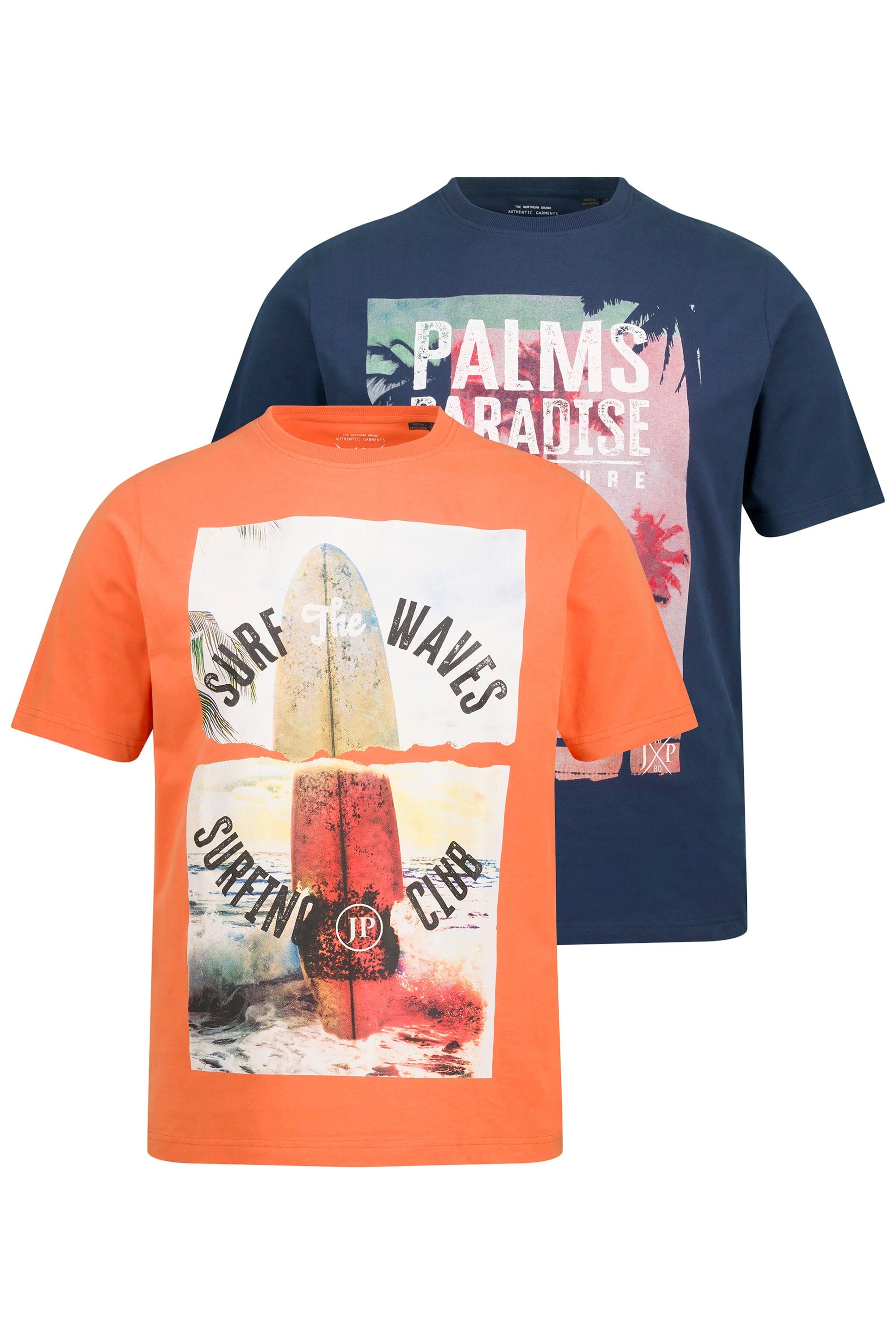 JP1880 T-Shirt T-Shirts 2er-Pack Halbarm Surf Print Rundhals