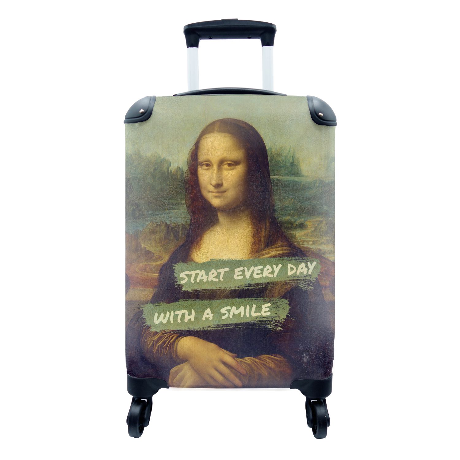 MuchoWow Handgepäckkoffer Mona Lisa - Zitat - Da Vinci, 4 Rollen, Reisetasche mit rollen, Handgepäck für Ferien, Trolley, Reisekoffer