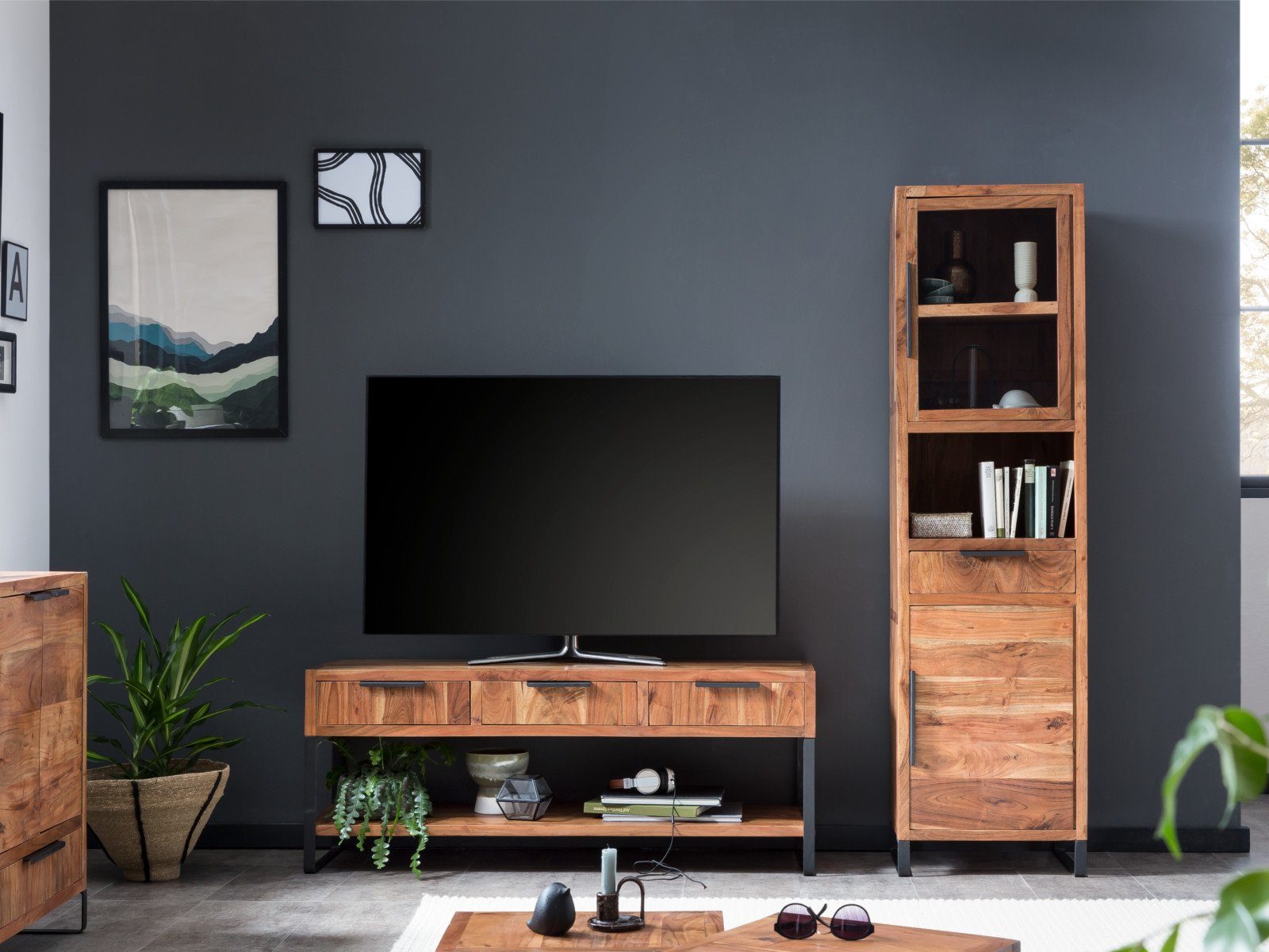 massivum Vitrine Sydney - Massivholz Akazie (1-St) günstig online kaufen