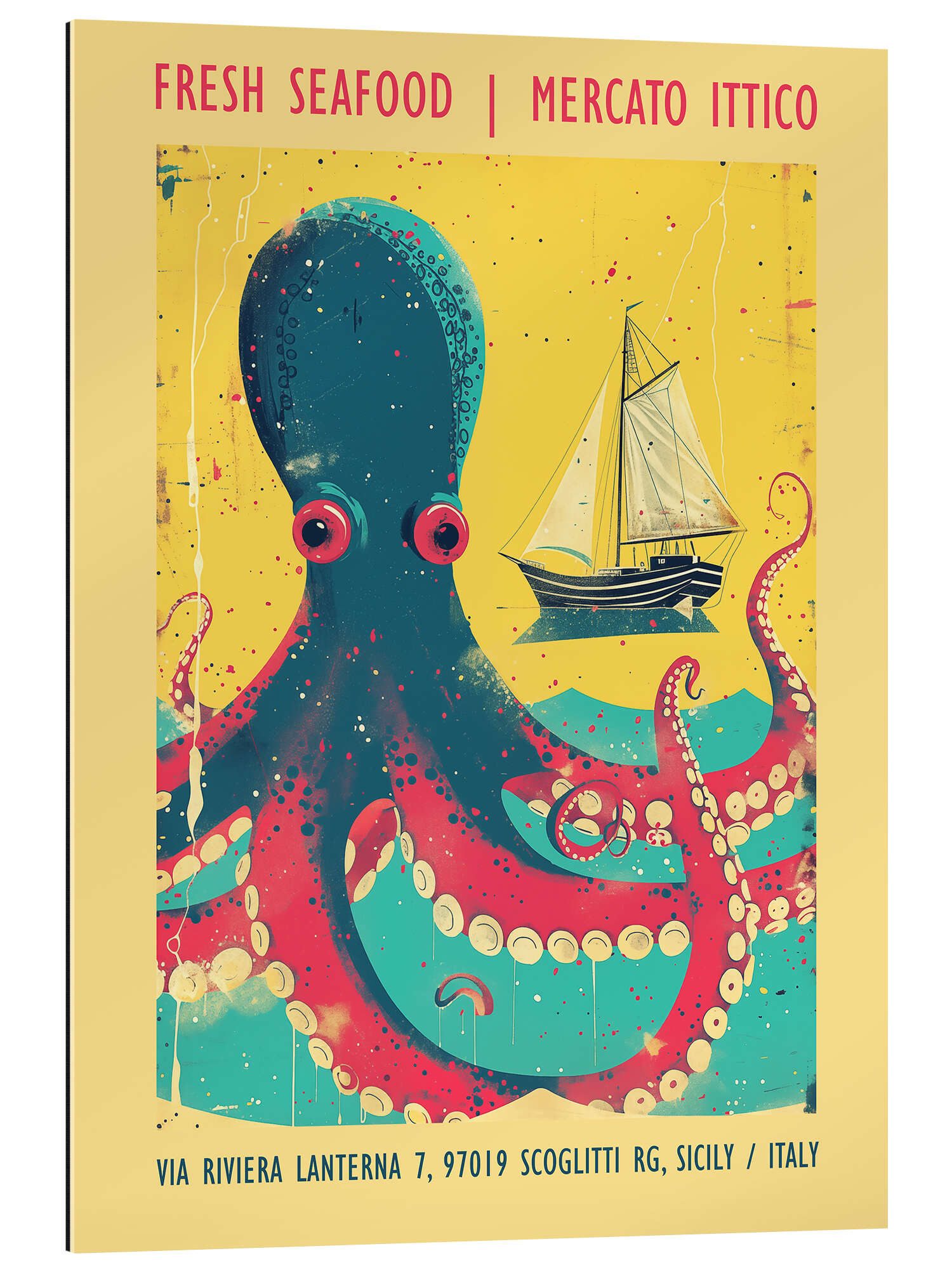 Posterlounge XXL-Wandbild Frank Daske, Fresh Sea Food, Mercato Ittico, Mediterran Illustration