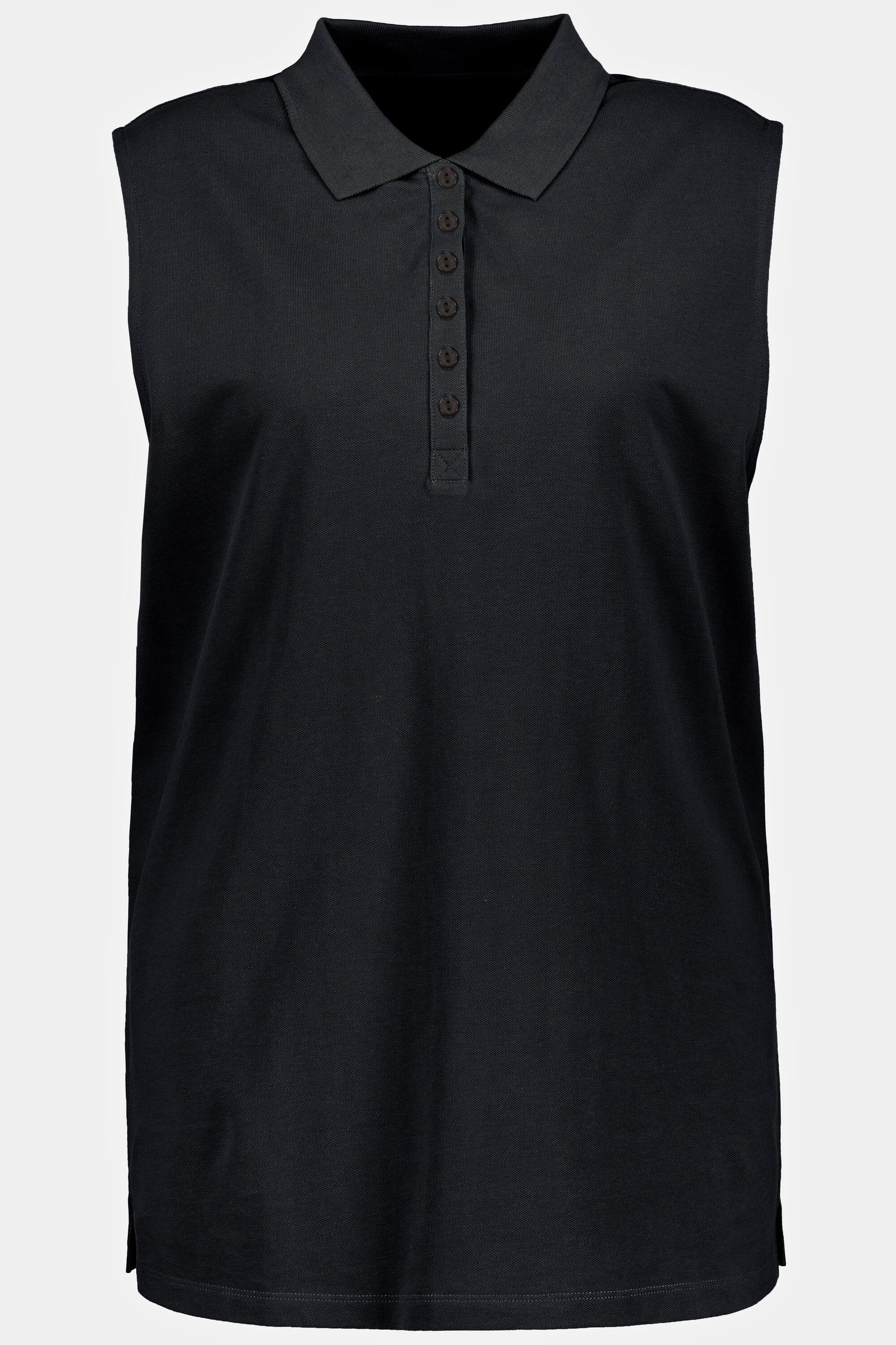 Ulla Polotop schwarz Polokragen Popken ärmellos Poloshirt Regular