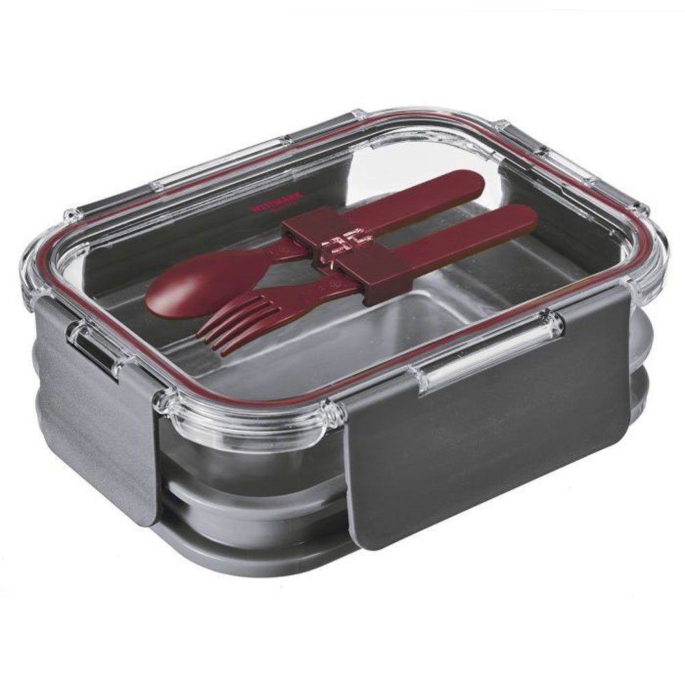 Lunchbox Box ml, (1-tlg) Etagen anthrazit mit "Comfort" zwei Besteck, Lunch 1740 WESTMARK