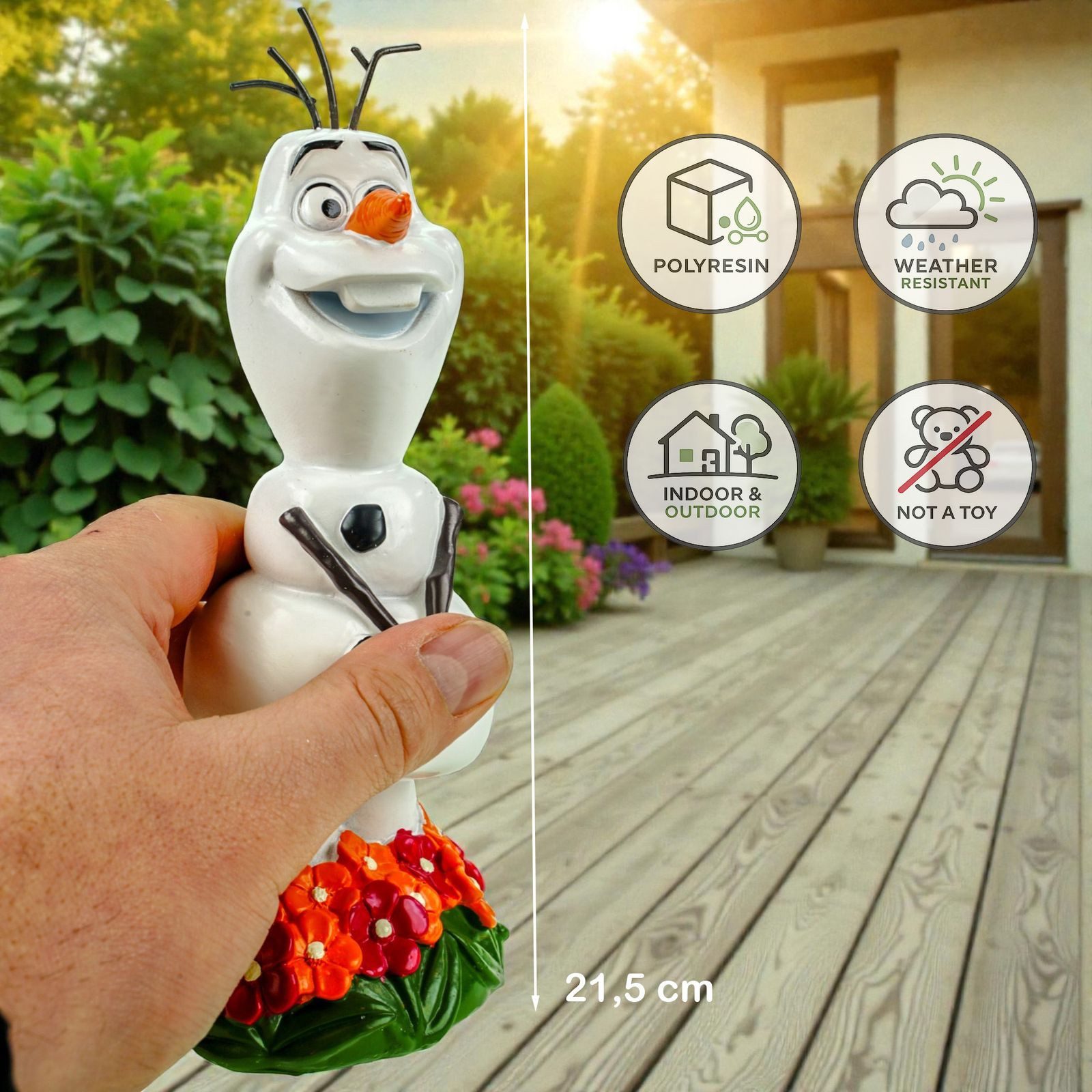 Disney Gartenfigur Olaf der Schneemann aus Frozen Offiziell lizenzierte Dekofigur 22 cm