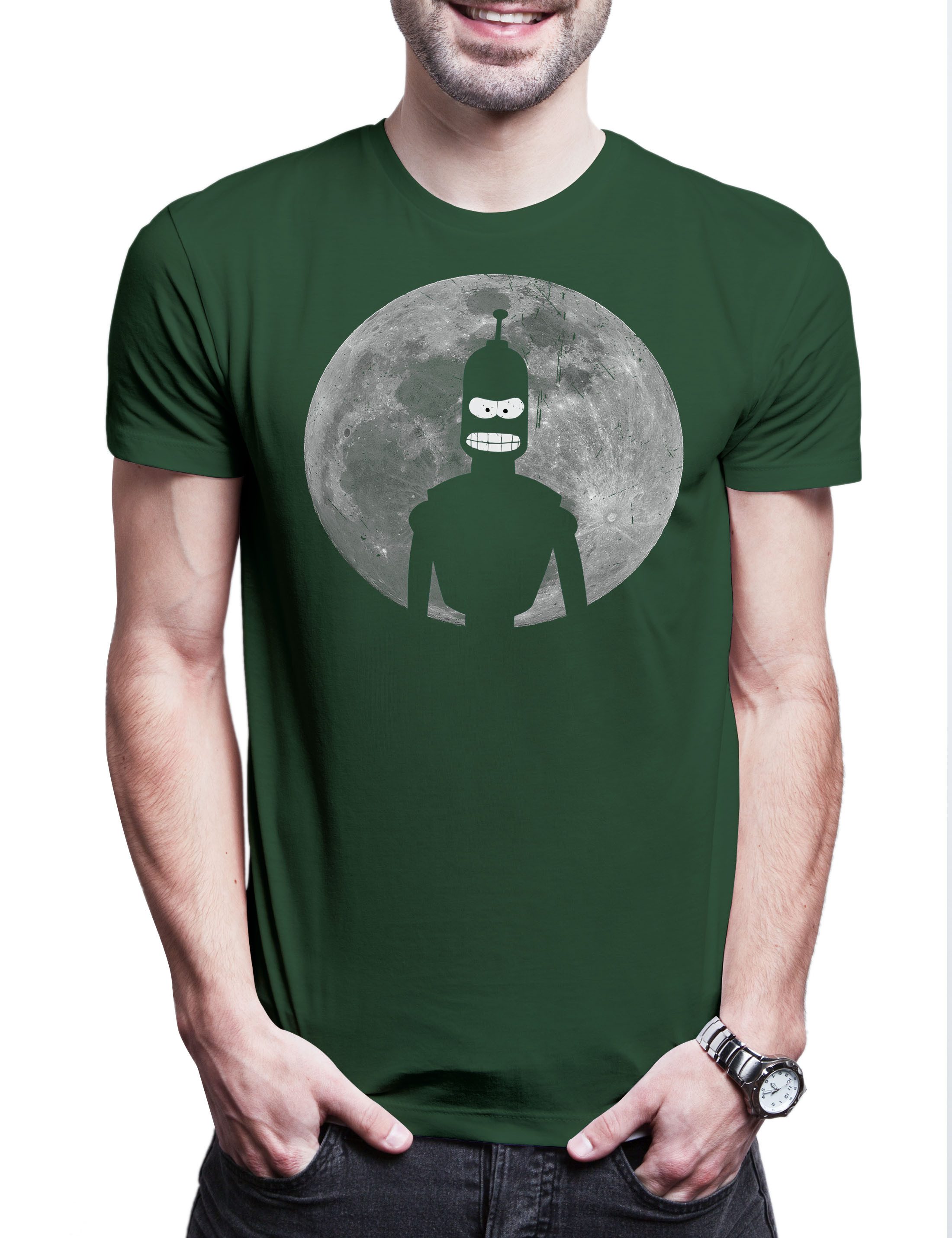 Print-Shirt Robot Moon II Herren T-Shirt Mond Cartoon Robot Bender Comic Bending