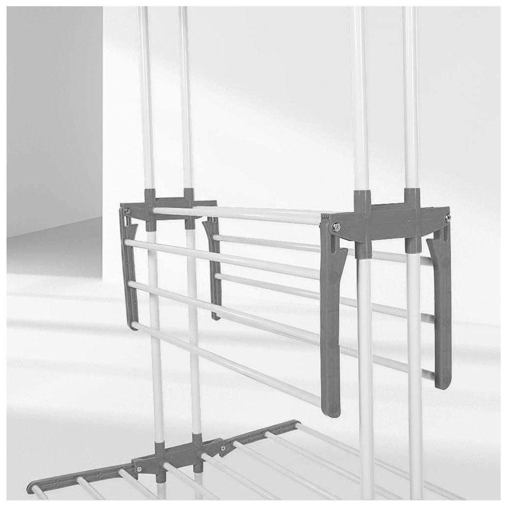 TP Turmwäscheständer 3 Ebenen klappbar, mobil ca. 18 Meter Wäscheleine, mit Seitenflügel Gr