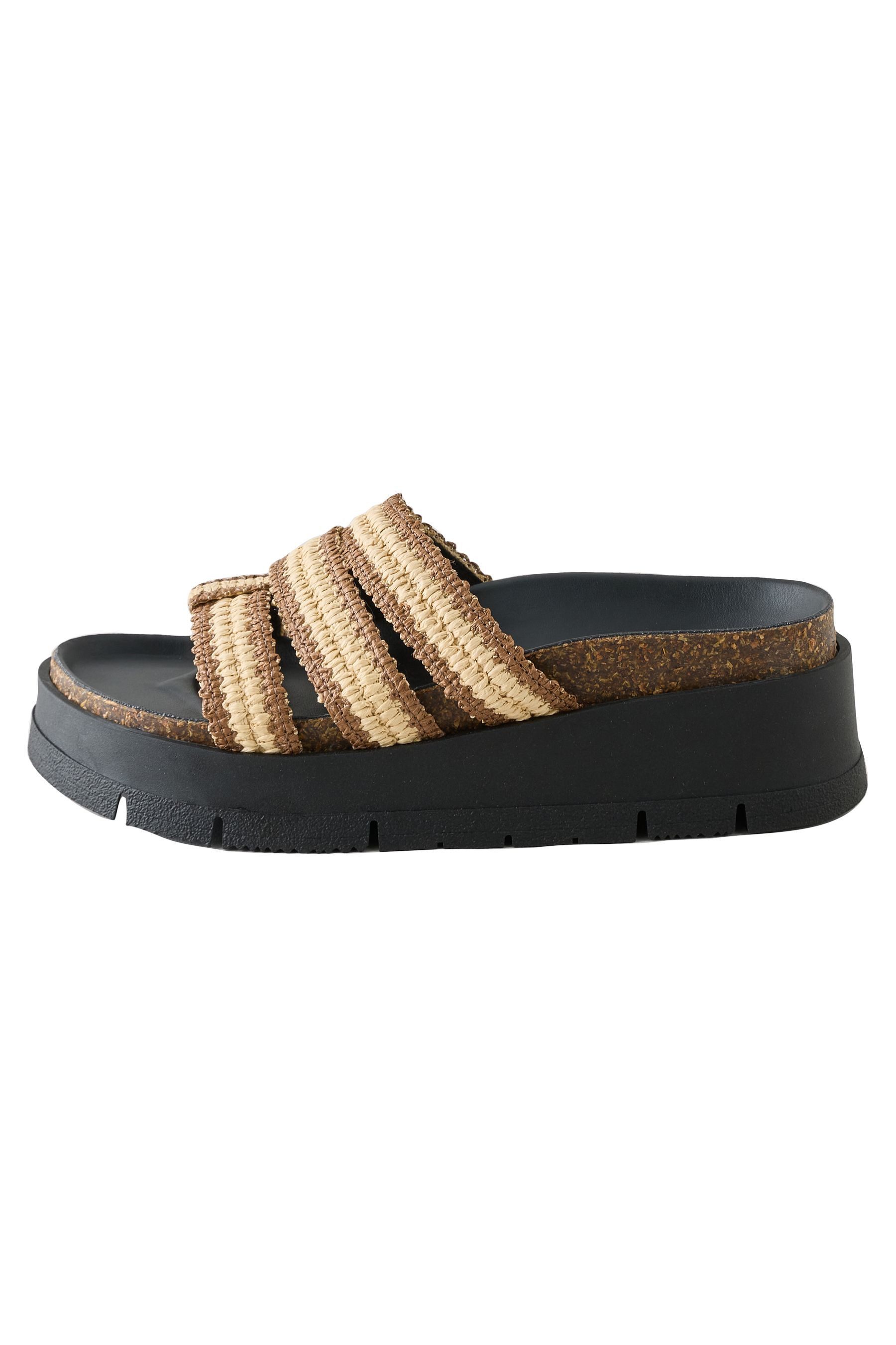 Next Flatform-Pantoletten mit Keilabsatz und Raffia Pantolette (1-tlg)