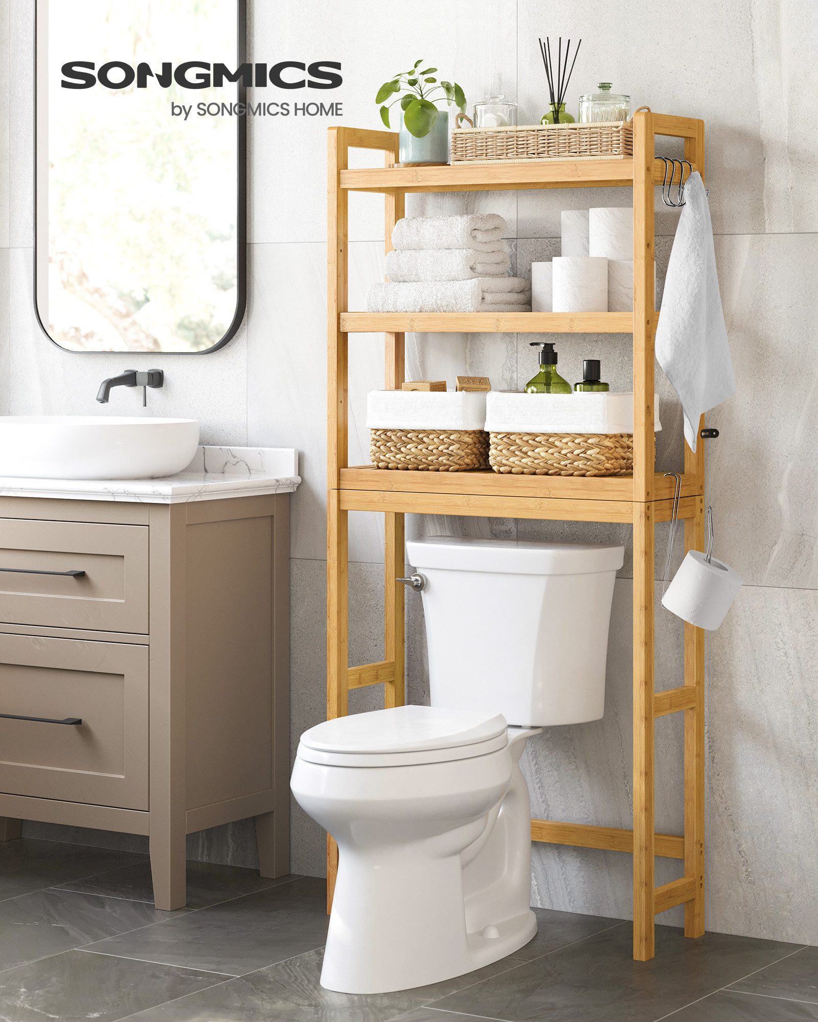 SONGMICS Regalelement, Toilettenregal, Badezimmerregal, Waschmaschinenregal günstig online kaufen
