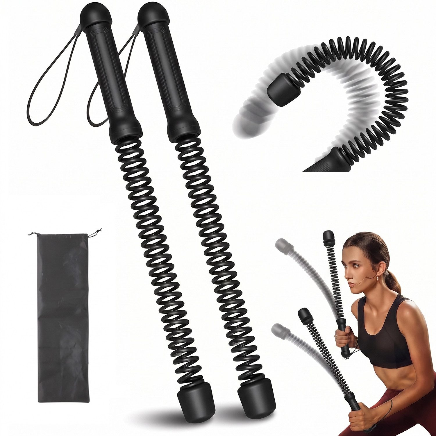 SURFOU Multitrainer 2 Stück Kampfseile für das Fitnessstudio zu Hause robustes Armtrainer, (für Rumpfmuskelaufbau, HIIT und Low-Impact-Aerobic-Training, für Krafttraining, tragbare, schnurlose Kampfseile)