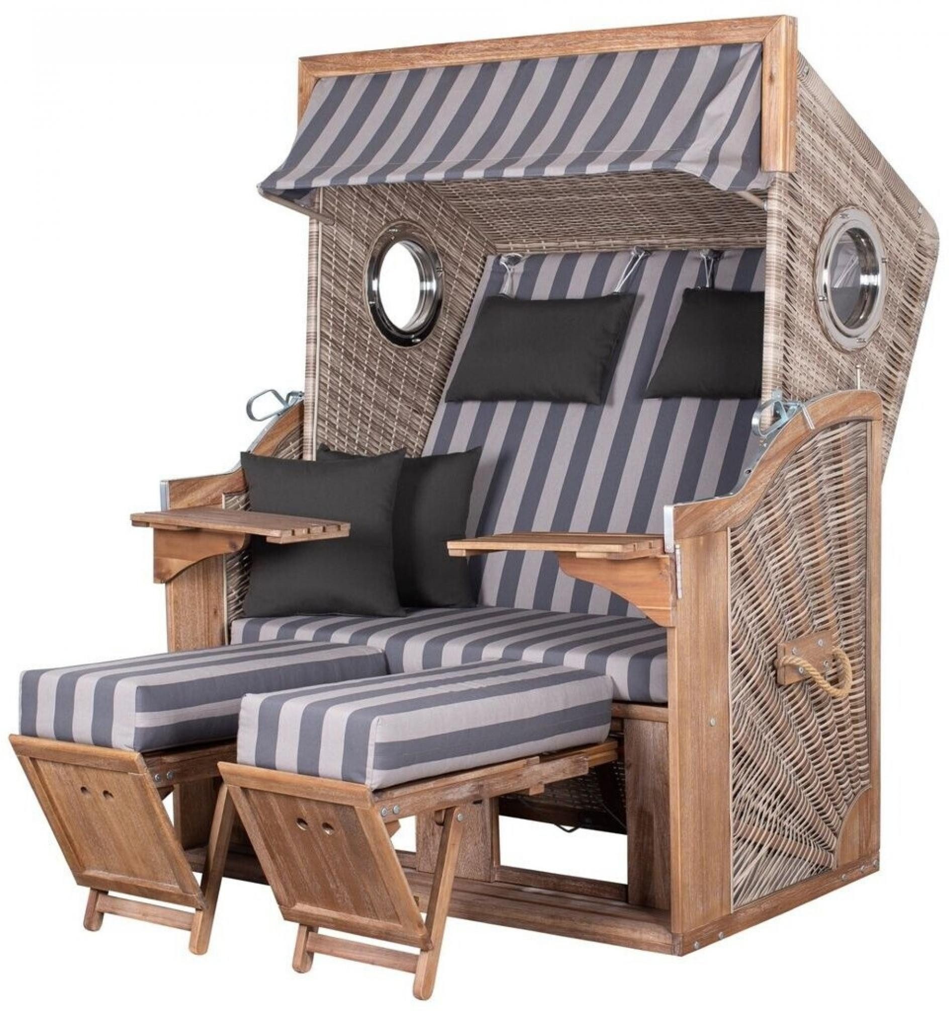 deVries Strandkorb Strandkorb "TRENDY PURE GREENLINE 135XL" ant. wh. Des. 755