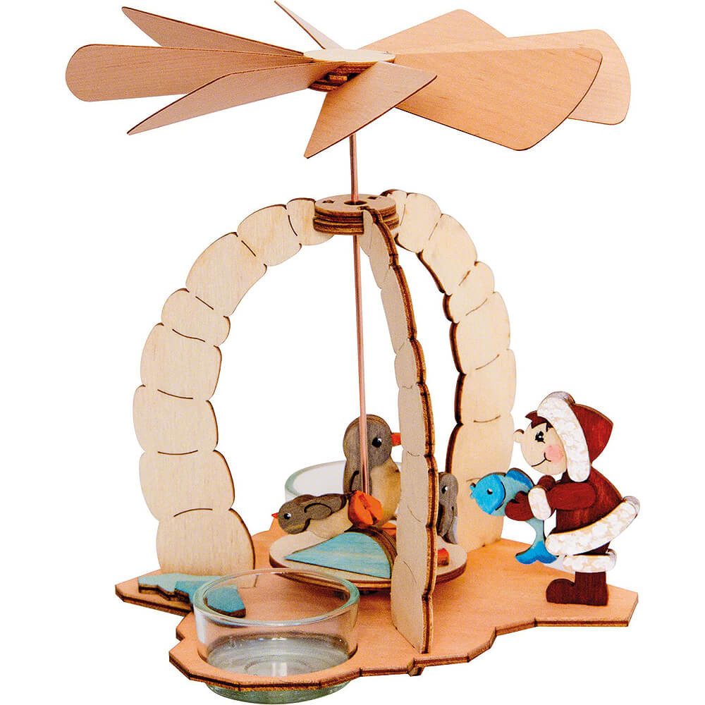 Kuhnert Weihnachtspyramide Bastelset 1-stöckige Pyramide mit Pinguinen (18cm) von Drechslerei Kuh