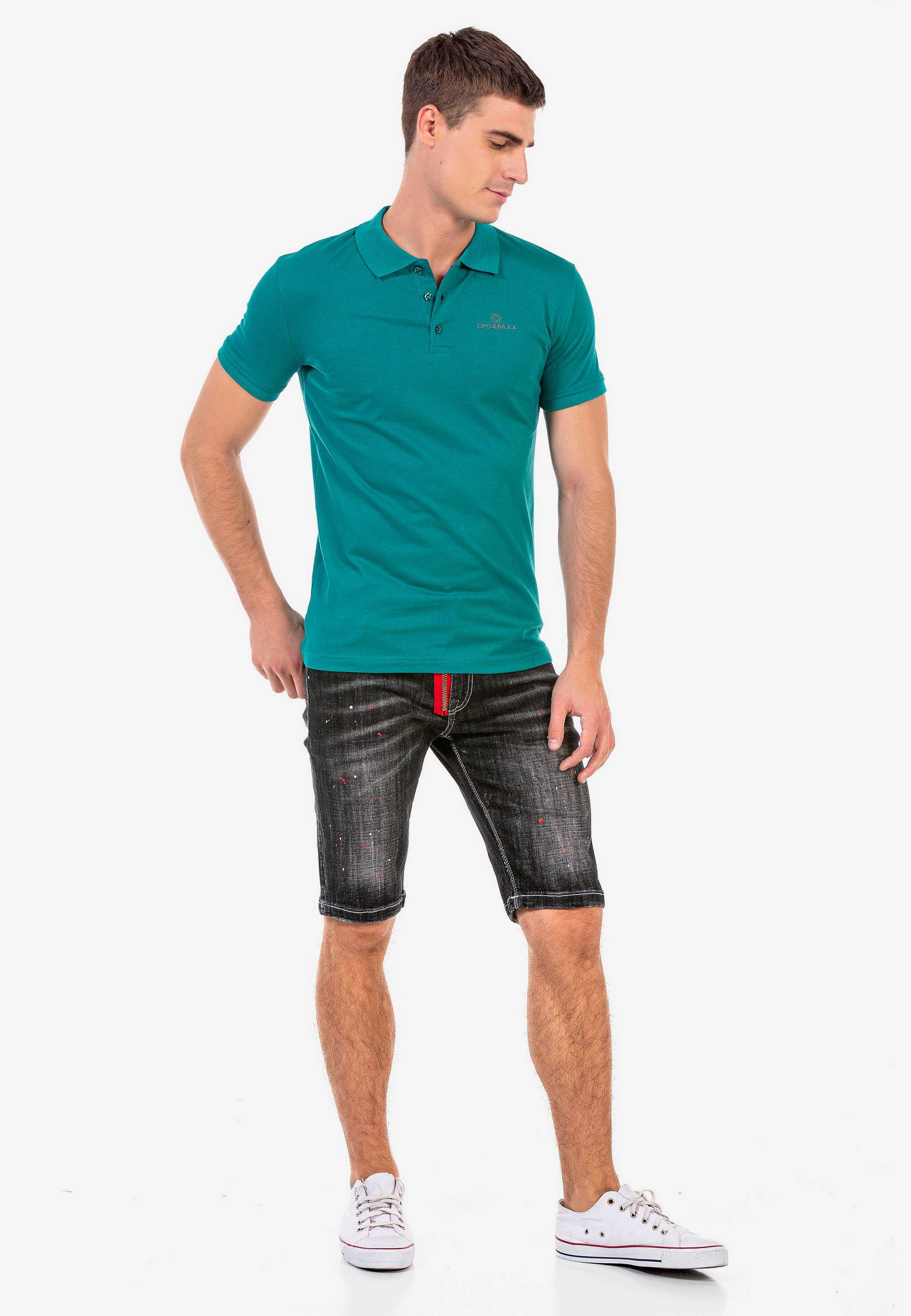 Cipo Poloshirt kleiner Baxx Markenstickerei mit grün &