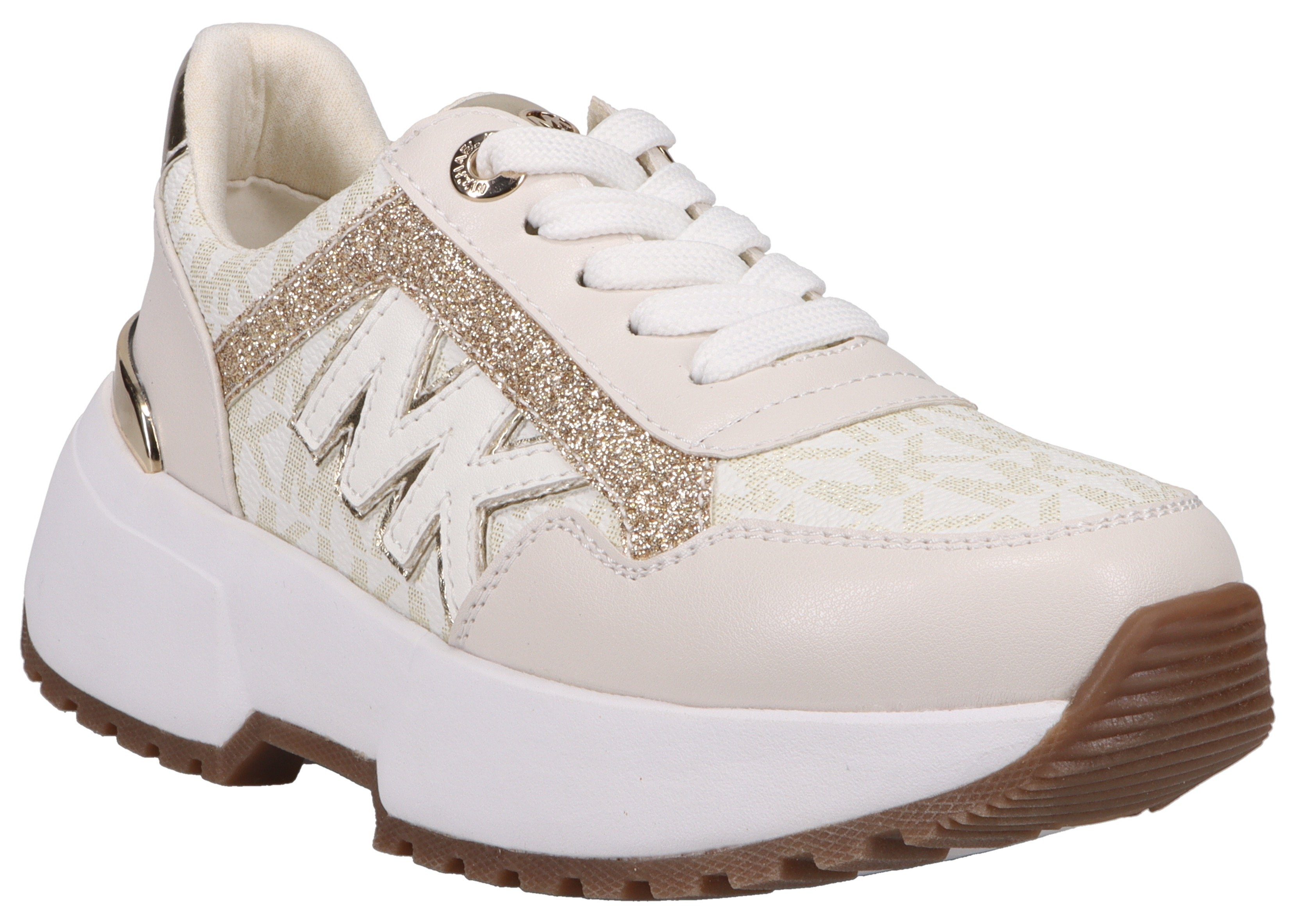 MICHAEL KORS KIDS COSMO MADDY Sneaker mit goldfarbenen Deteails, Freizeitschuh, Halbschuh, Schnürschuh