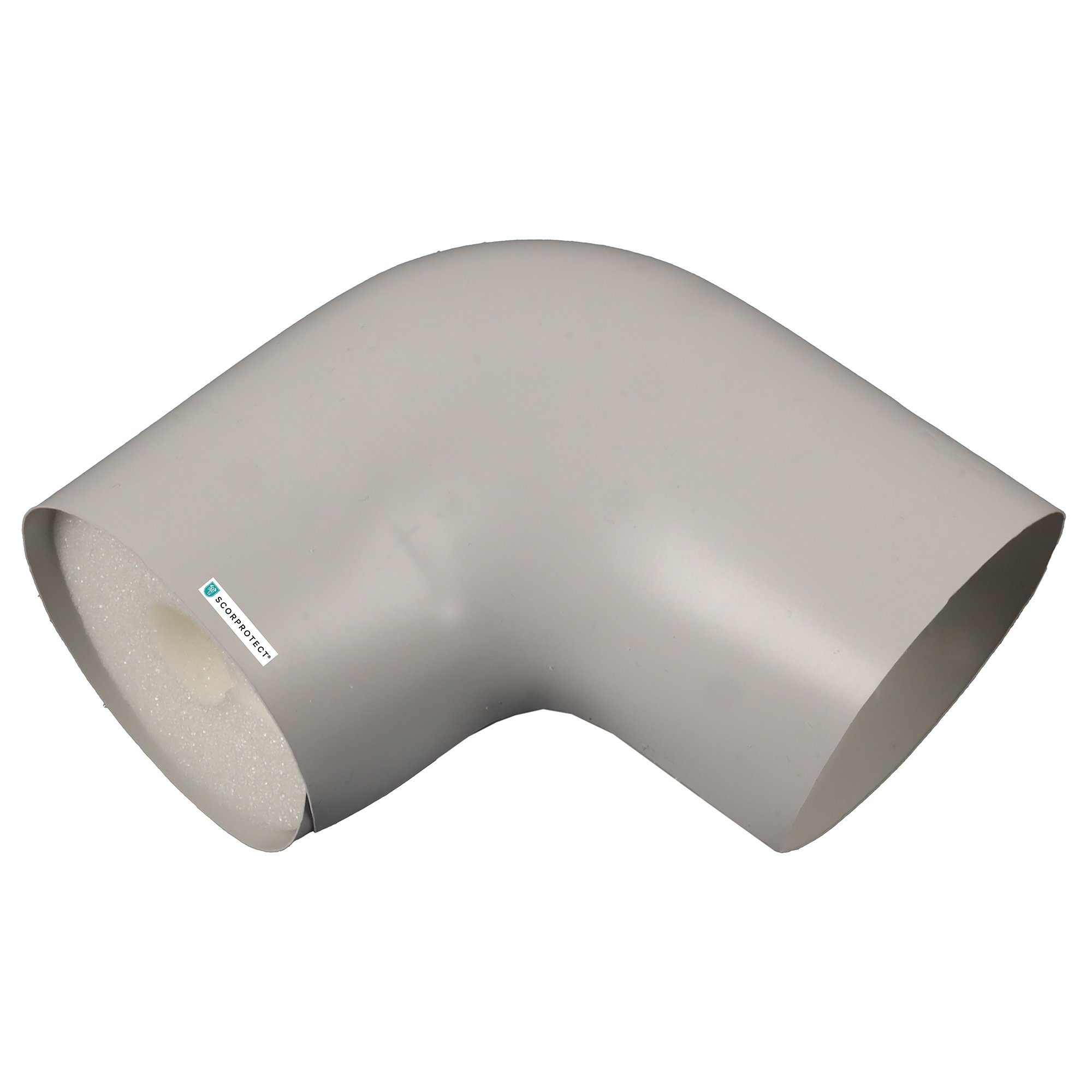 Scorprotect® Steinwolle PVC Isolierbogen mit weicher Dämmeinlage 90 Grad hellgrau