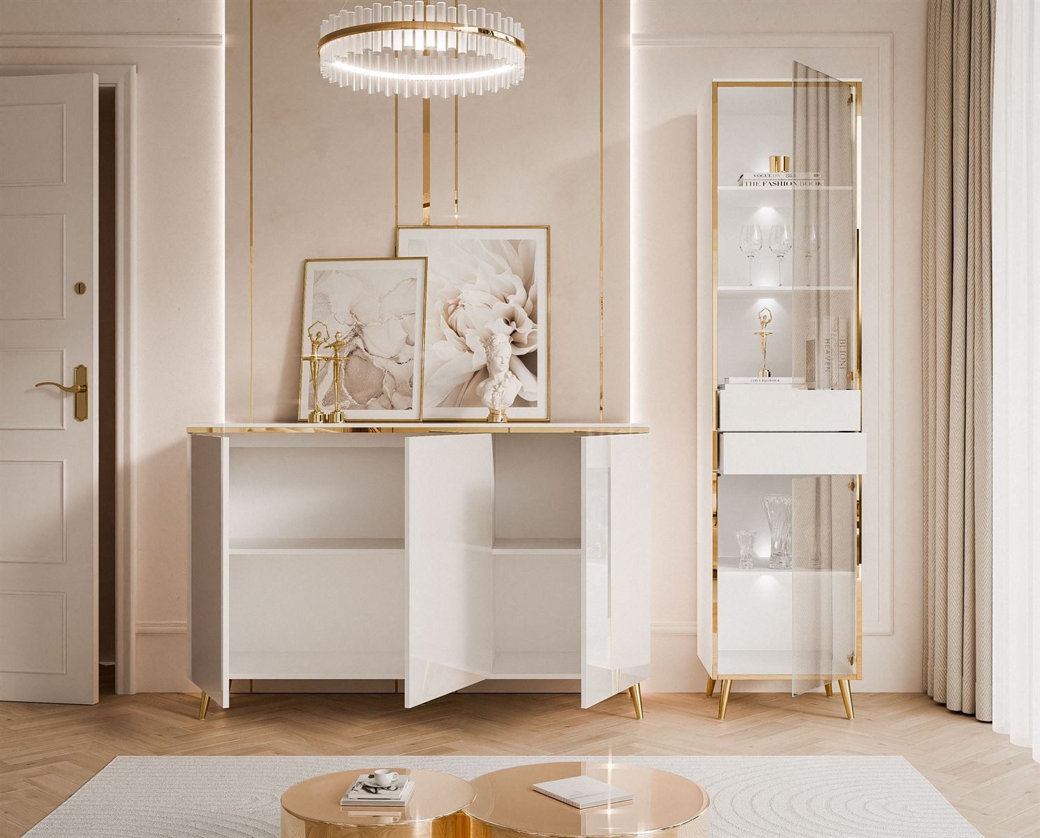 ALLHOUSE24 Wohnzimmer-Set PEONY weiß Hochglanz/ weiß günstig online kaufen