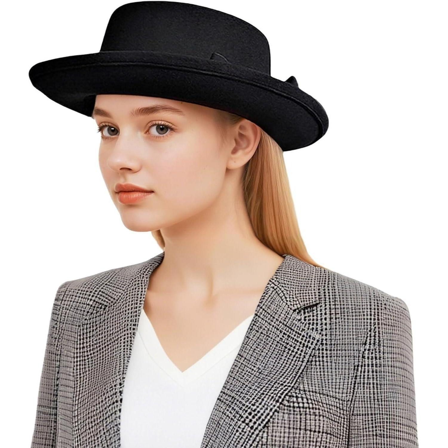 LuxusKollektion Fedora Fedora Hut Filzhut Porkpie Tophut Herren Damen Einheitsgröße Schwarz