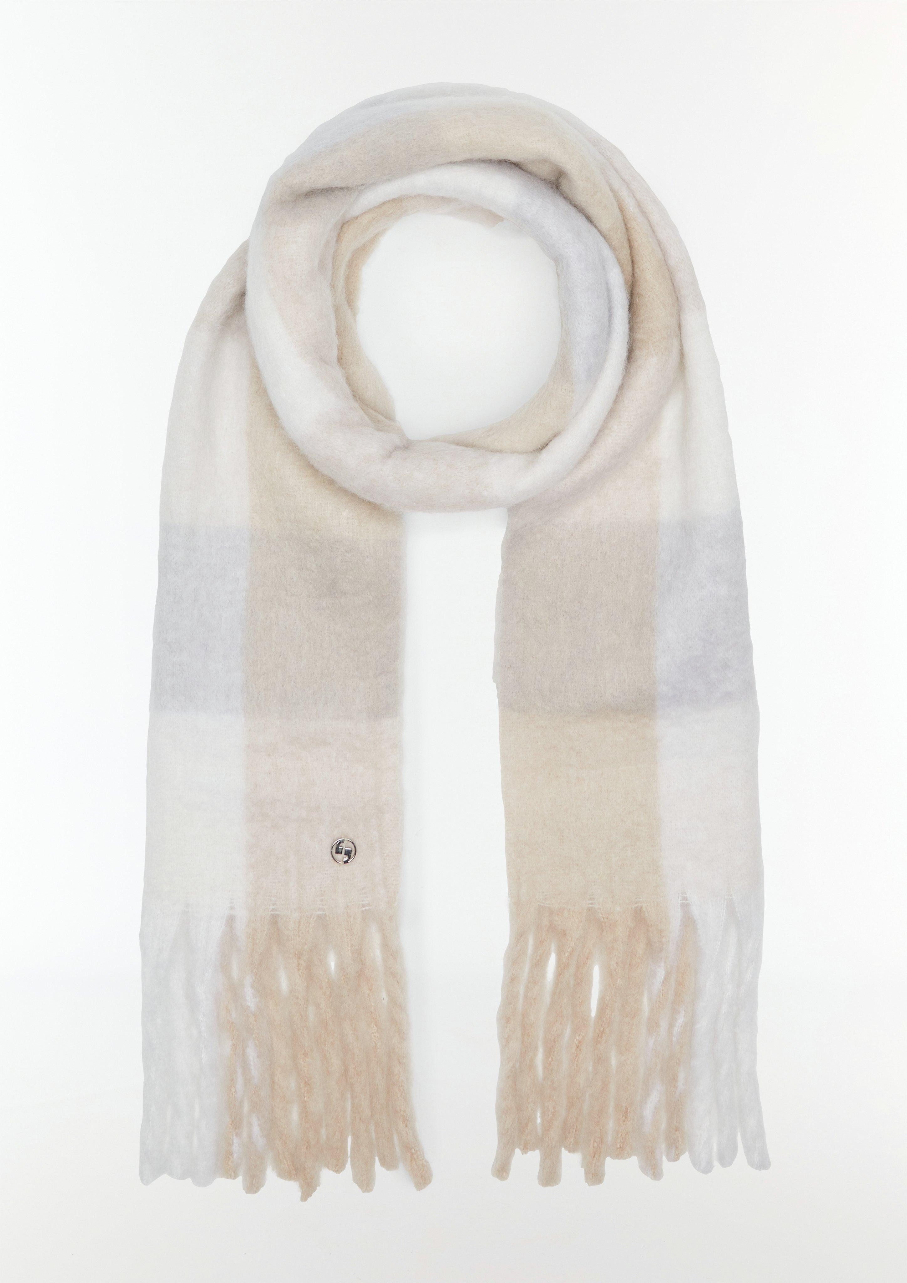 Halstuch Karierter Strickschal mit Fransen