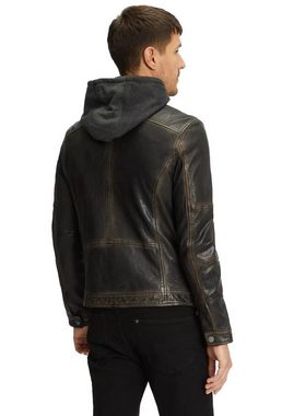 Gipsy Lederjacke Herren Bikerjacke mit abnehmbarer Kapuze aus Lammnappa Leder