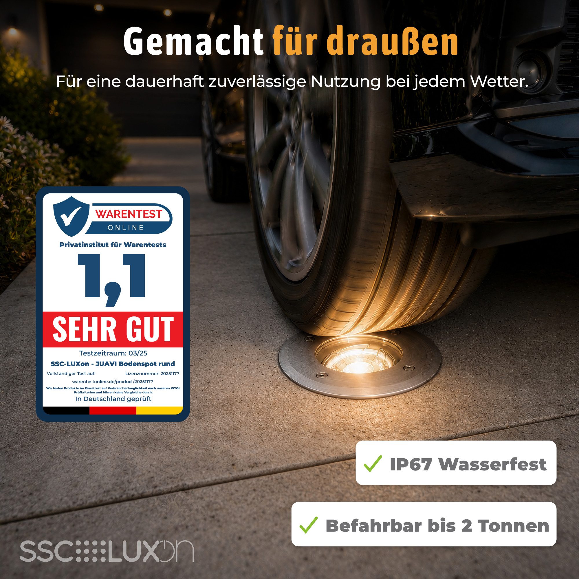 SSC-LUXon LED Gartenstrahler Schwenkbarer LED Bodenspot JUAVI mit WLAN RGB LED GU10 4W, Smart