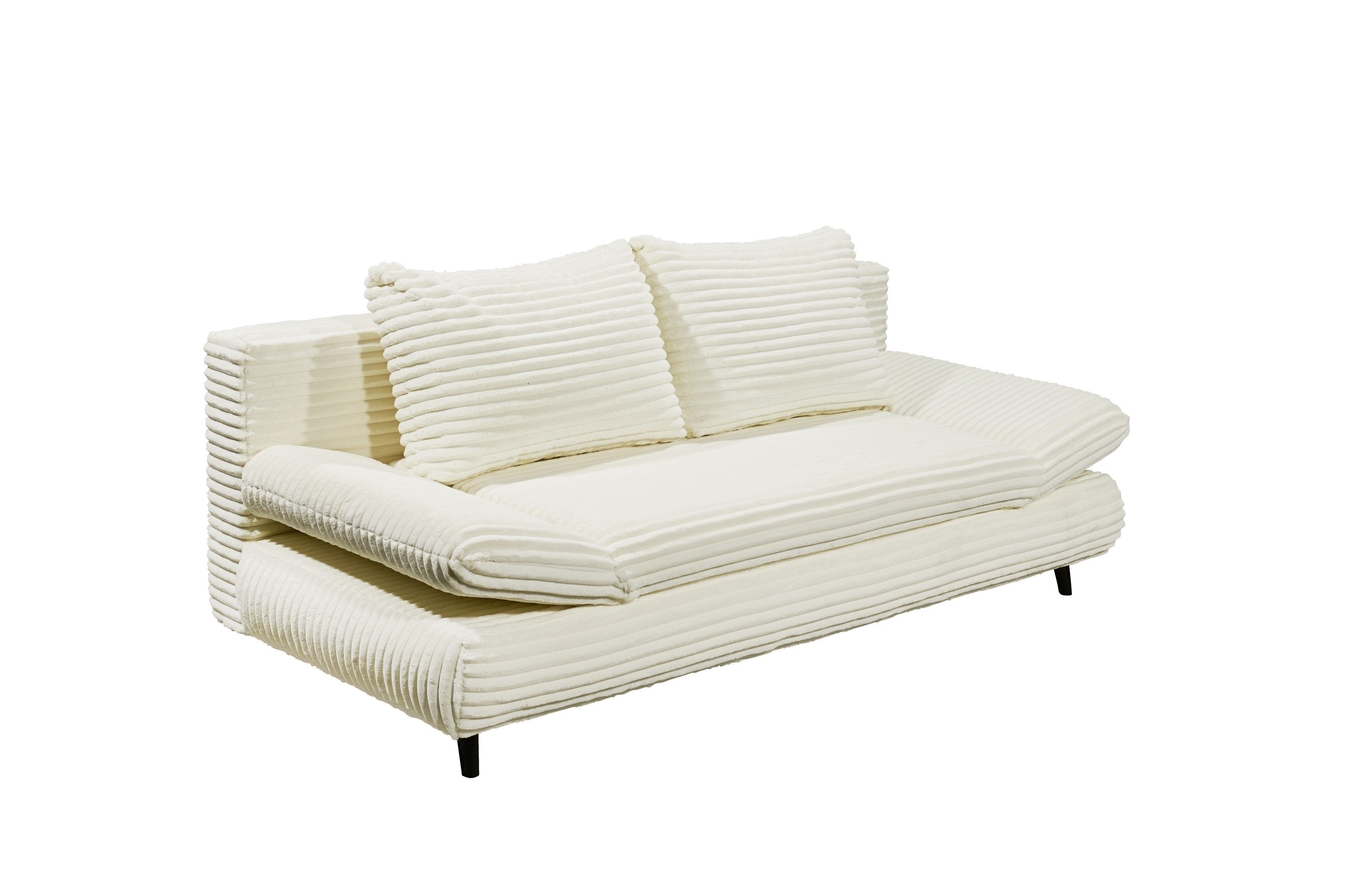 Black Red White Schlafsofa Liegefläche 140x210cm, in Cord Ivory - 212x76x101 (BxHxT)