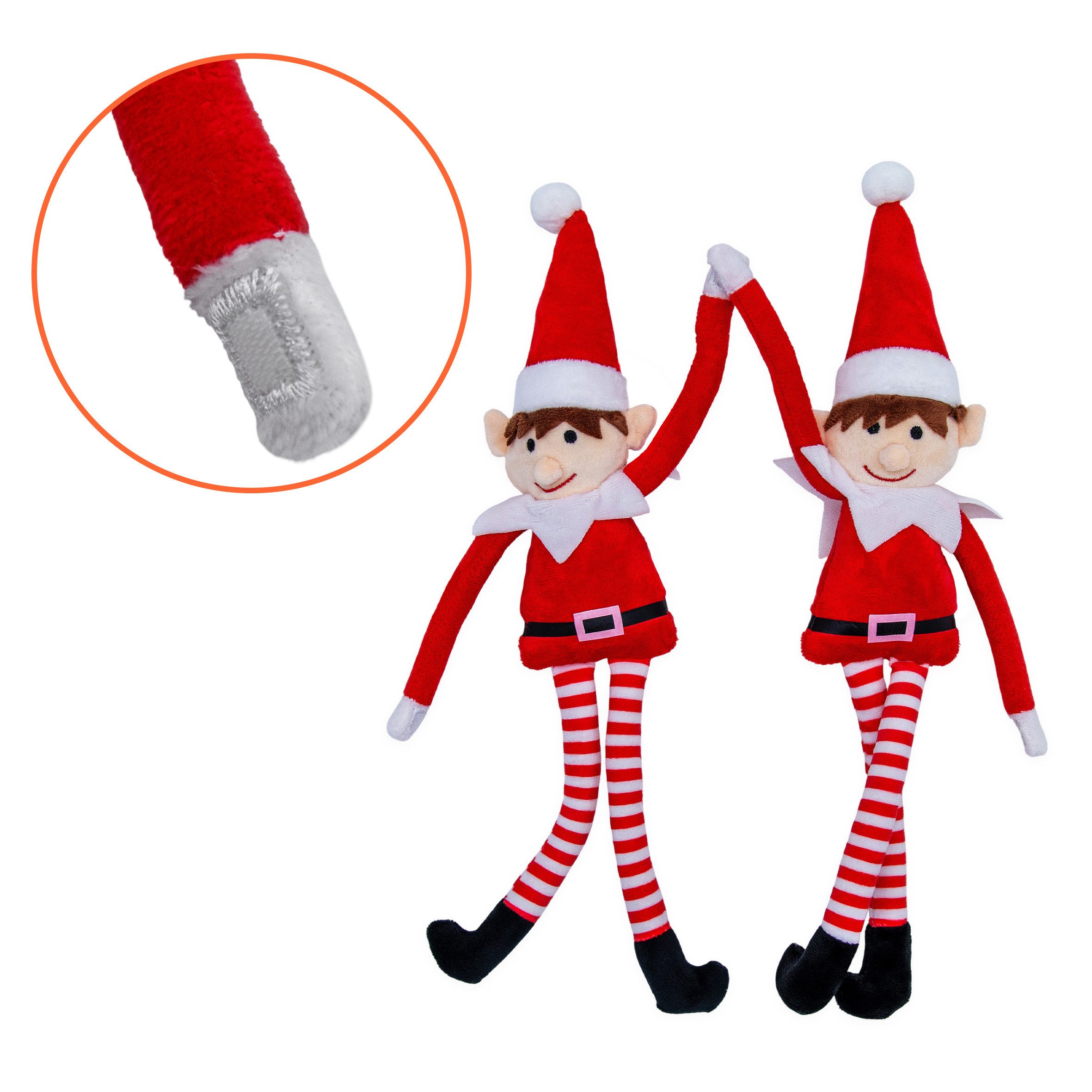Spetebo Weihnachtsfigur Plüsch Weihnachtself mit Kletthänden 40 cm (2er Set, 1 St., Elfen Figur), mit Klettverschluss an den Händen – Bild 5 von 5