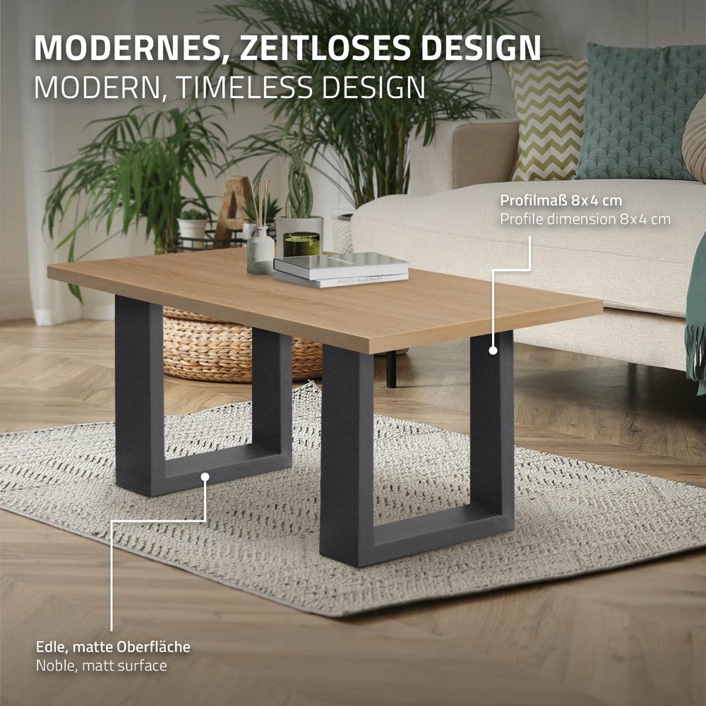 ECD Germany Tischbein 2x Tischkufen aus Vierkantprofilen aus pulverbeschichtetem Stahl, Tischgestell Bankkufen modernes Industriedesign Möbelfüße aus Metall – Bild 4 von 5