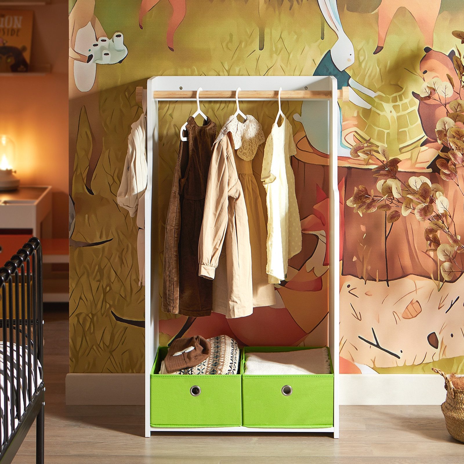 SoBuy Kinderkleiderschrank KMB109 Kindergarderobe mit 2 günstig online kaufen