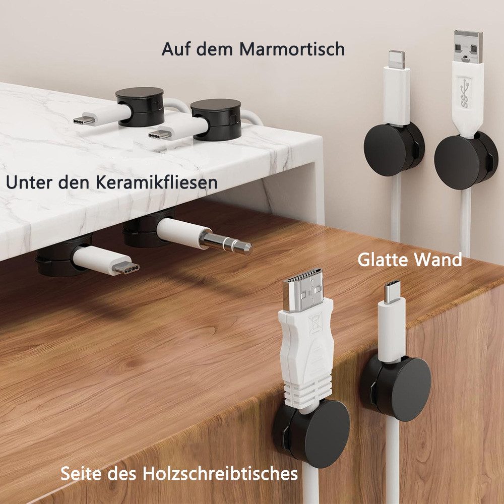 AFKSMILE Kabelführung 8 Stück 360° Drehbare Magnetische Kabelhalter Kabelclips Selbstklebend – Bild 5 von 5