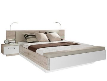 expendio Schlafzimmer-Set Rubio 21V, (Spar-Set, 3-St), Sandeiche / weiss 180x200 cm mit Nachtkonsolen, aufklappbare Fussbank