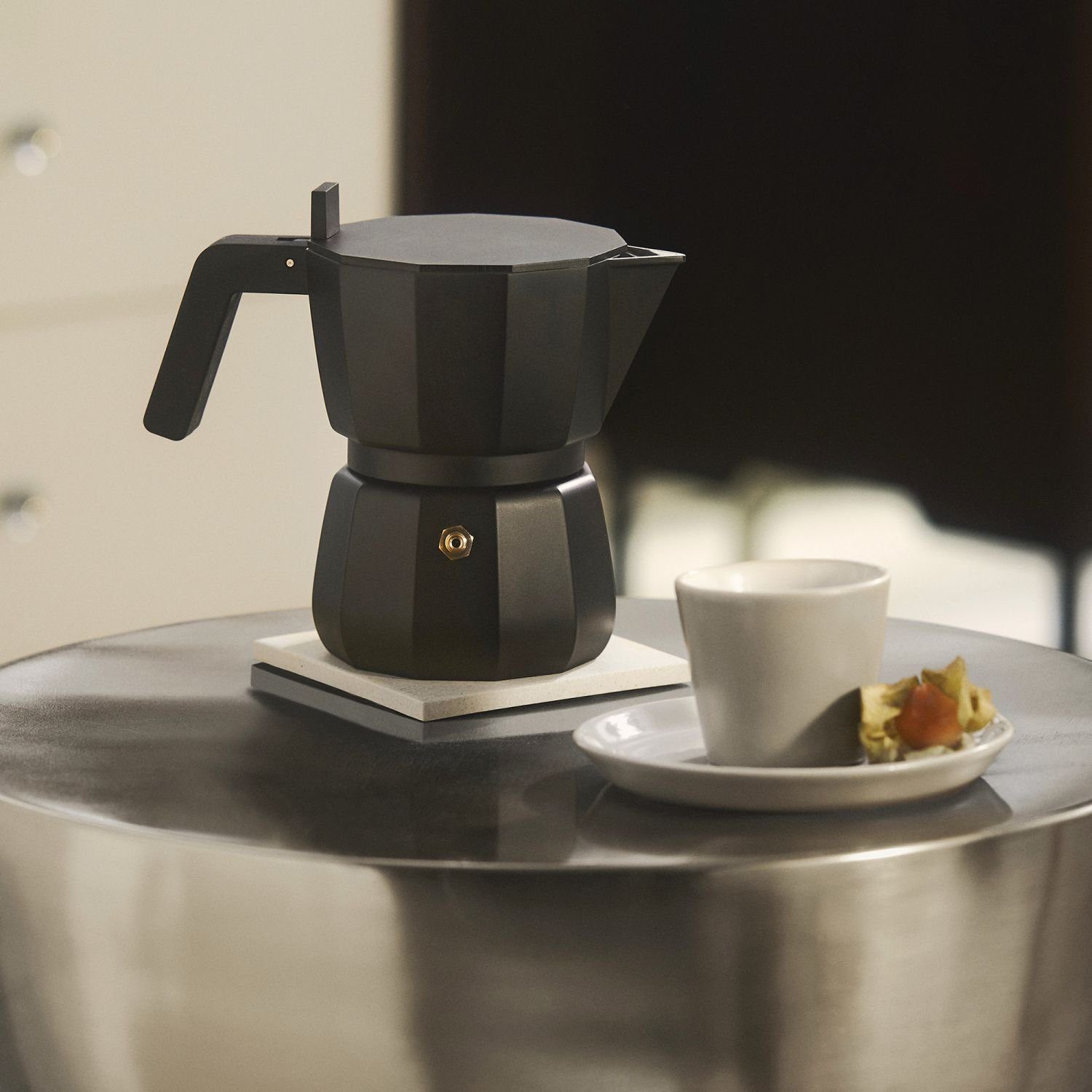 Moka Alessi Espressokocher 0,3l Kaffeekanne 6 Schwarz für Tassen,