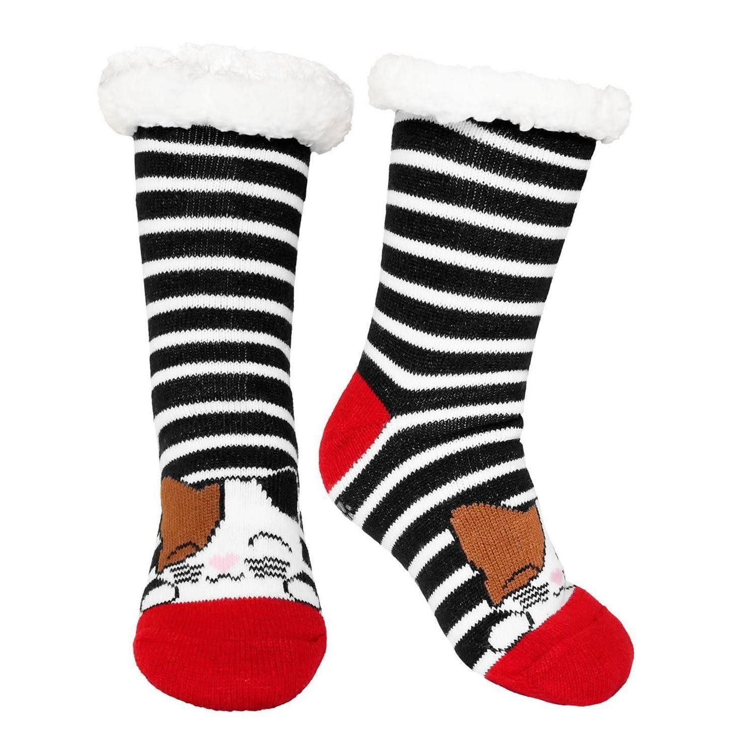 LuxusKollektion Kuschelsocken Hüttensocken Damen Katze ABS Antirutsch 35-41 Marineblau