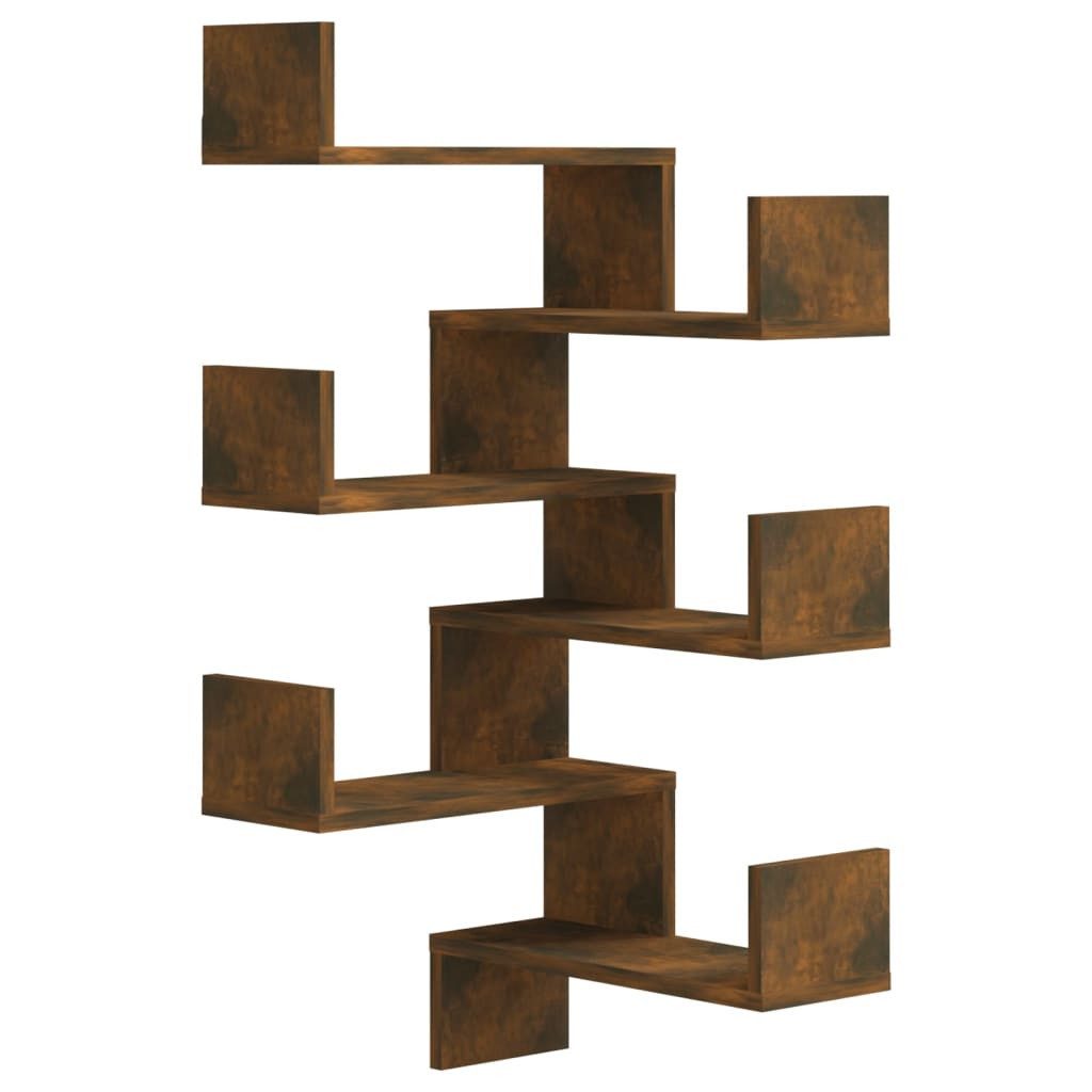 vidaXL Eckregal Wandregal Eckregal 2 Stk Räuchereiche 40x40x50 cm Spanplatte