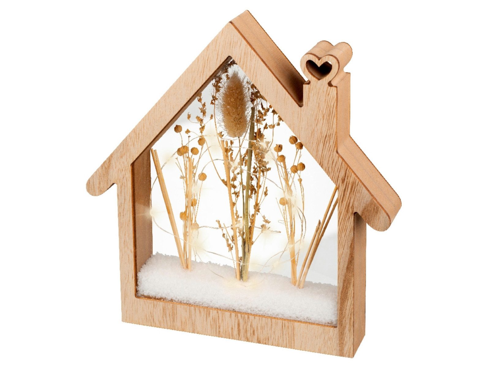 Lumineo Dekofigur Micro LED Rahmenbeleuchtung Haus weiss 27 cm