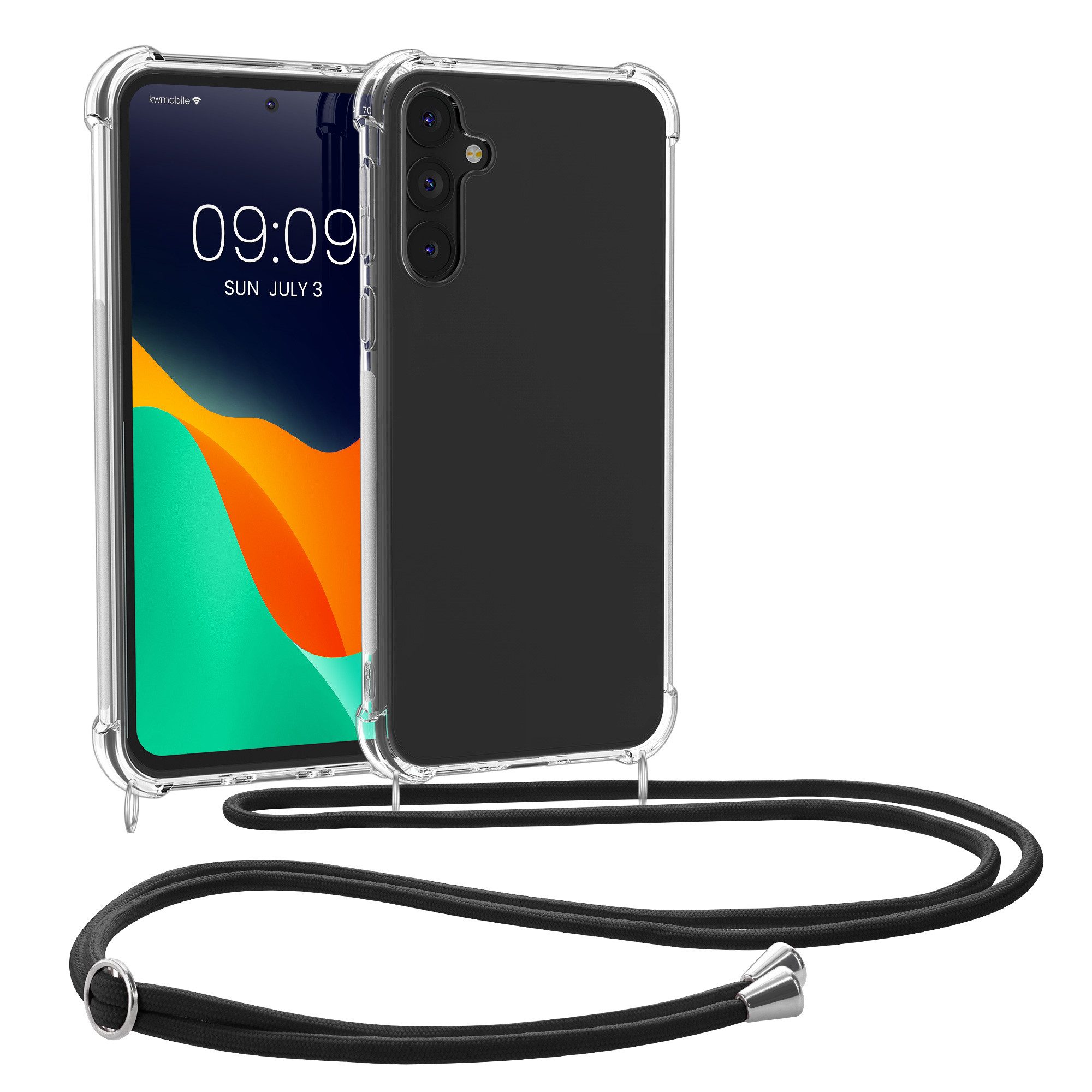 kwmobile Etui Necklace Case für Samsung Galaxy A55 5G, Hülle Silikon mit Handykette - Band Handyhülle
