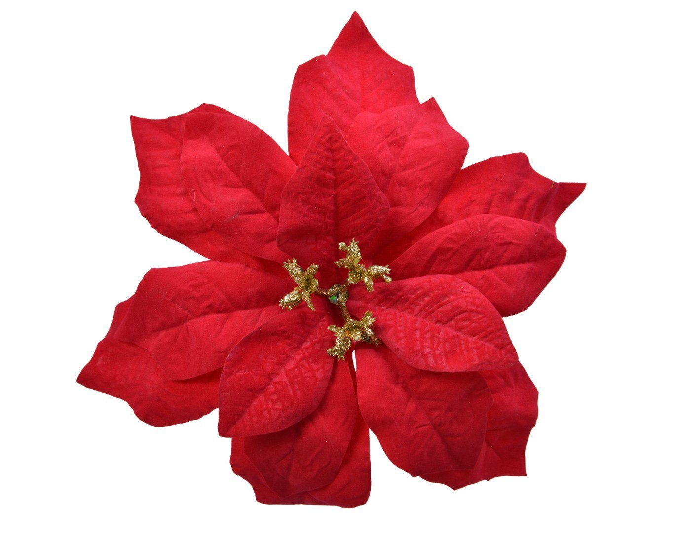 Decoris season decorations Weihnachtsbaumklammer, Weihnachtsstern Samt - Blume auf Clip 16cm rot