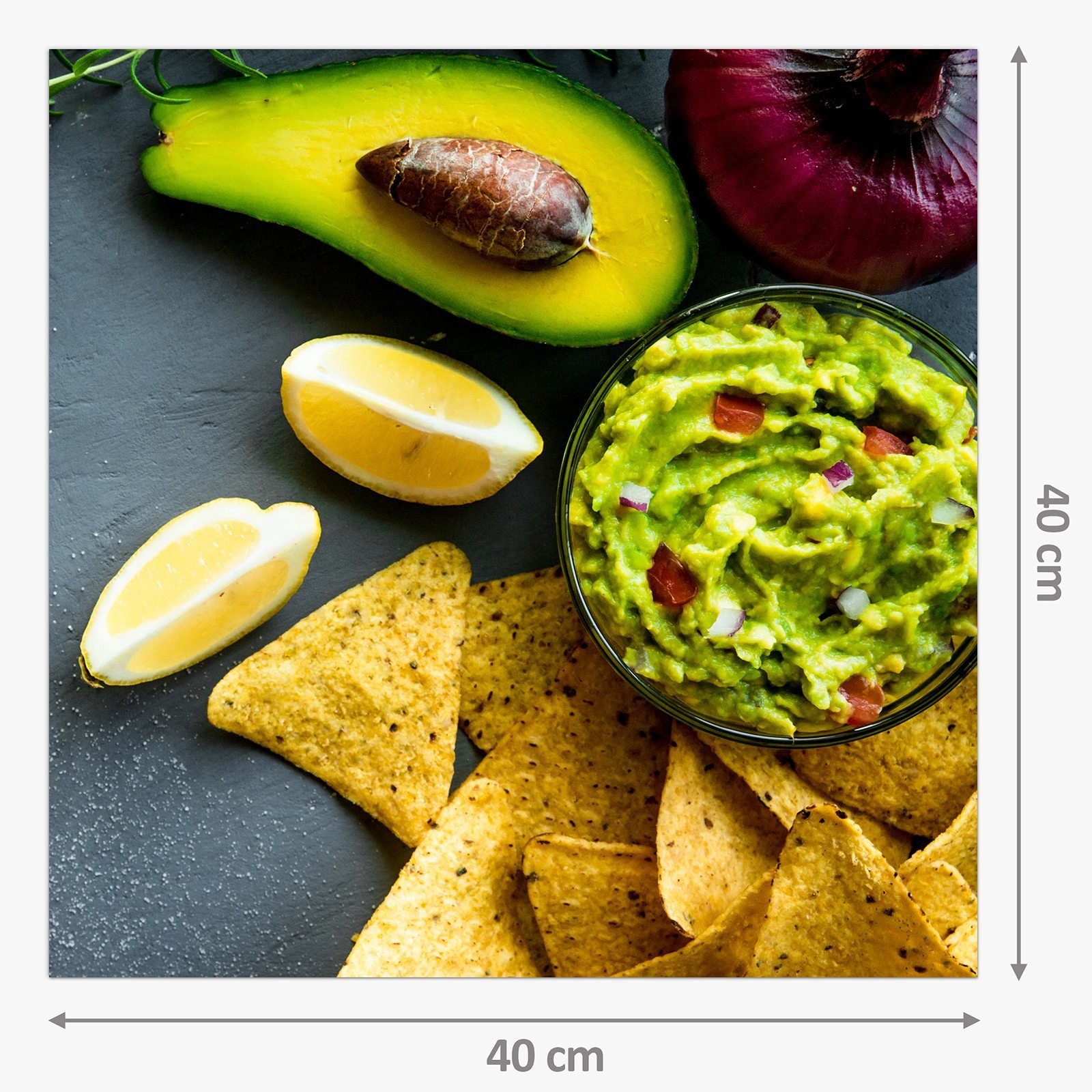 Küchenrückwand und Spritzschutz Avocado Motiv Glas mit Küchenrückwand Primedeco Nachos