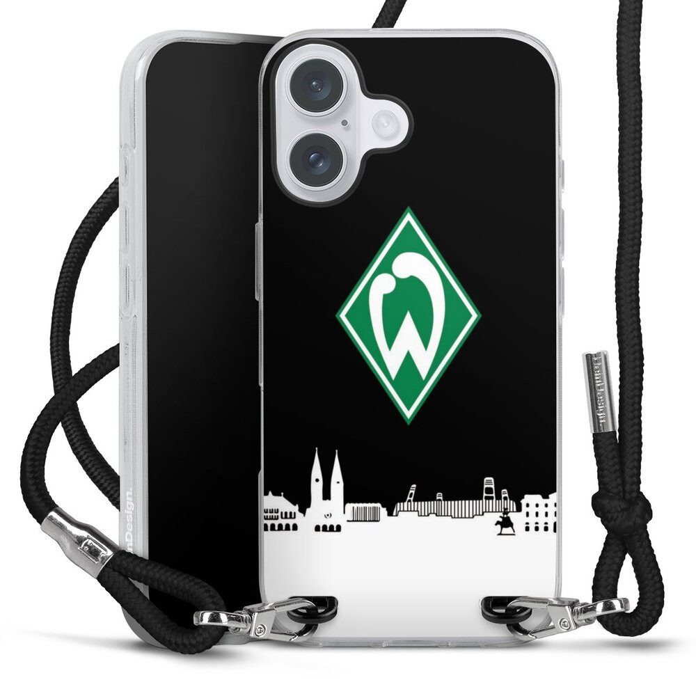 DeinDesign Handyhülle Offizielles Lizenzprodukt Skyline SV Werder Bremen WB Skyline, Apple iPhone 16 Plus Handykette Hülle mit Band Case zum Umhängen