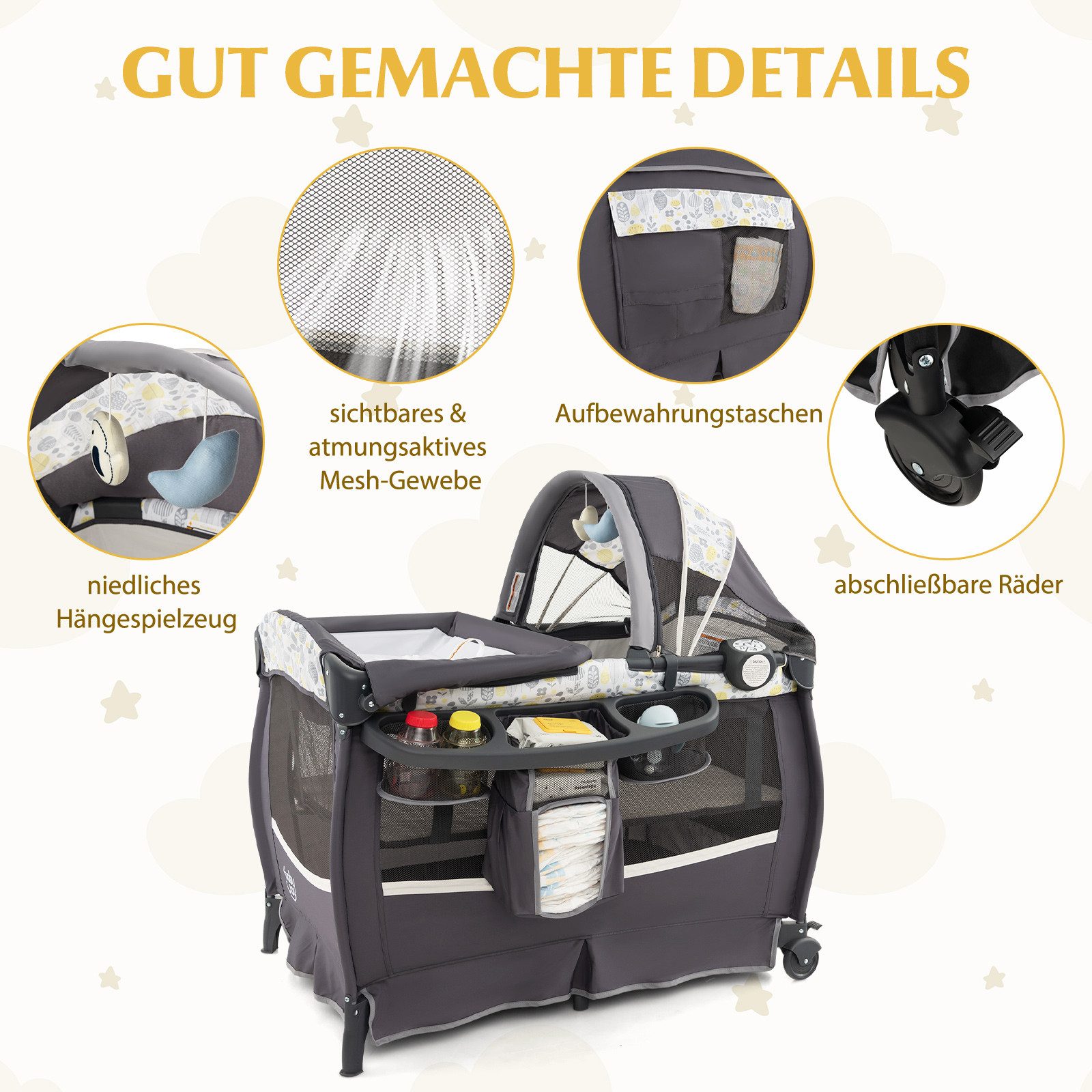 COSTWAY Baby-Reisebett, 4 in 1 Kinder günstig online kaufen