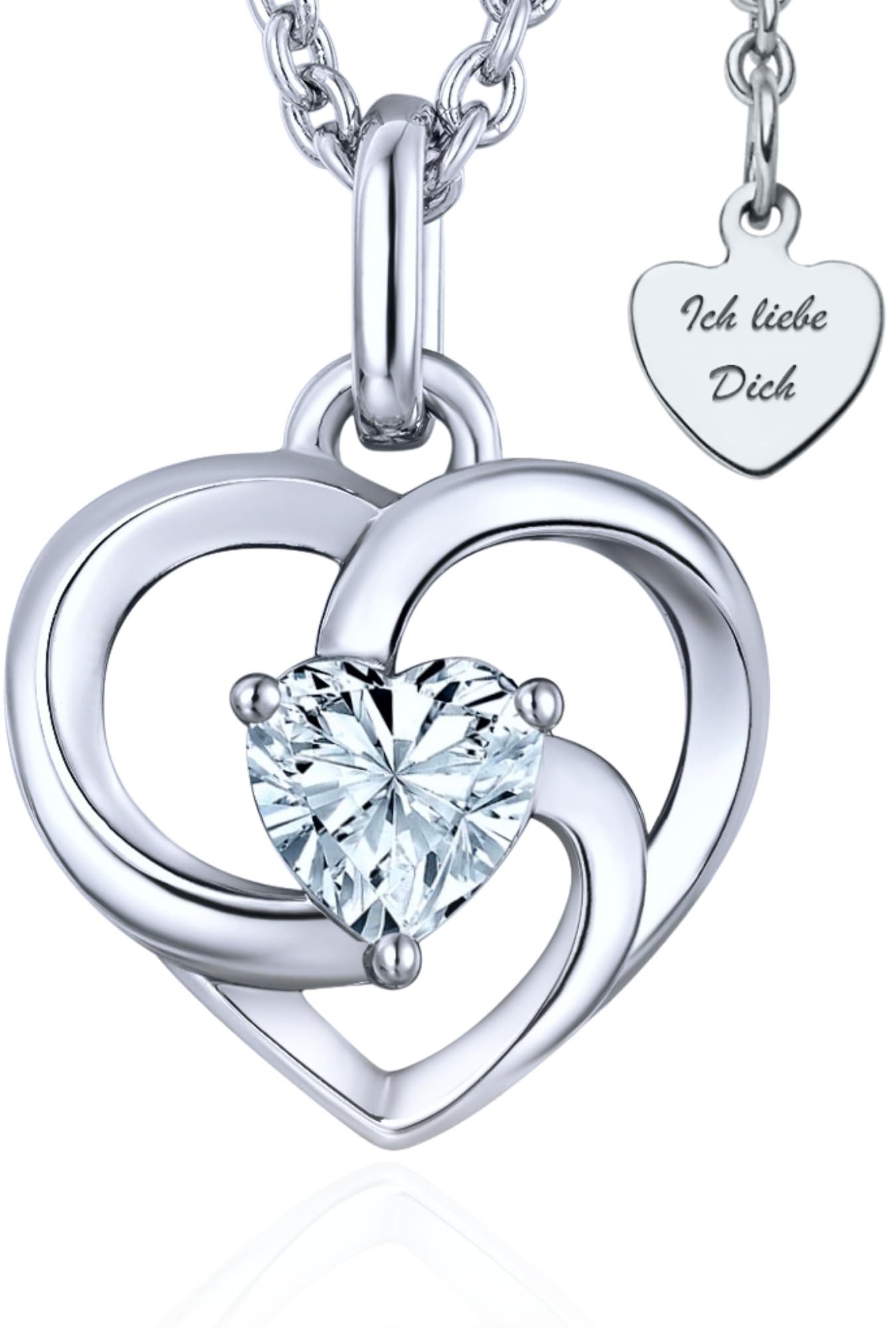 LOVENEST Herzkette Halskette Damen Silber 925 / Gold vergoldet mit Herz-Anhänger Zirkonia (Silberkette Anhänger Geschenke für Frauen Valentinstag Frau Freundin, Geschenkset Damenkette Weihnachten Set), Sie Geburtstag Hochzeitstag Liebesbeweis Liebesgeschenk Herz Schmuck