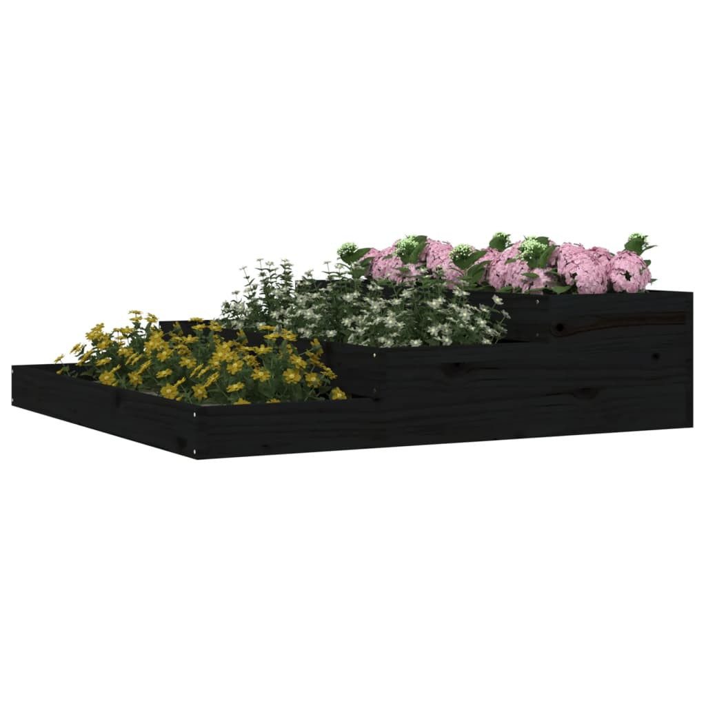 vidaXL Blumentopf Pflanzkübel Schwarz 107x107x27 cm Massivholz Kiefer (1 St)