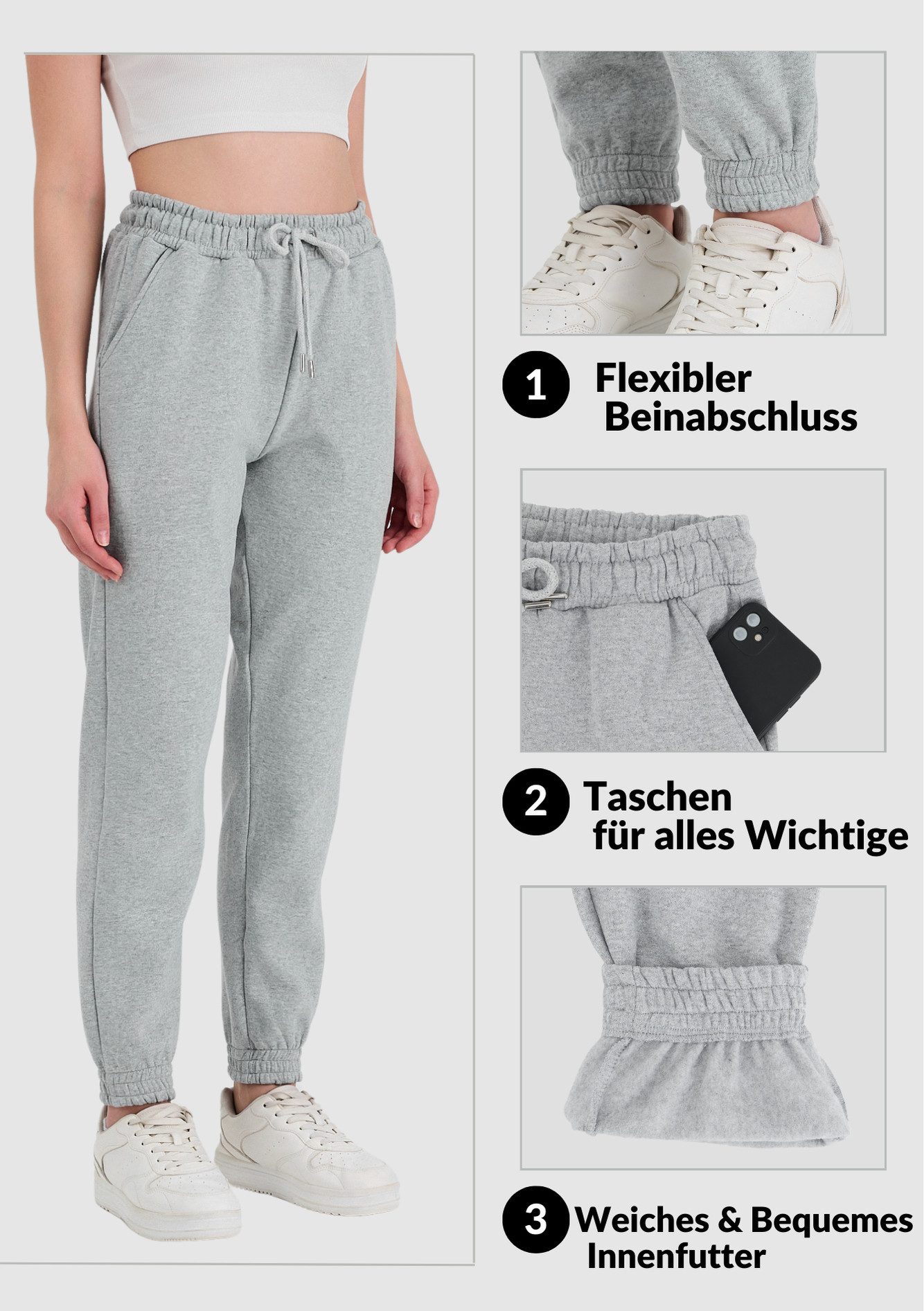 COMEOR Jogginghose Damen -Baumwolle Warme Sporthose, Freizeithosen, Sweatpants