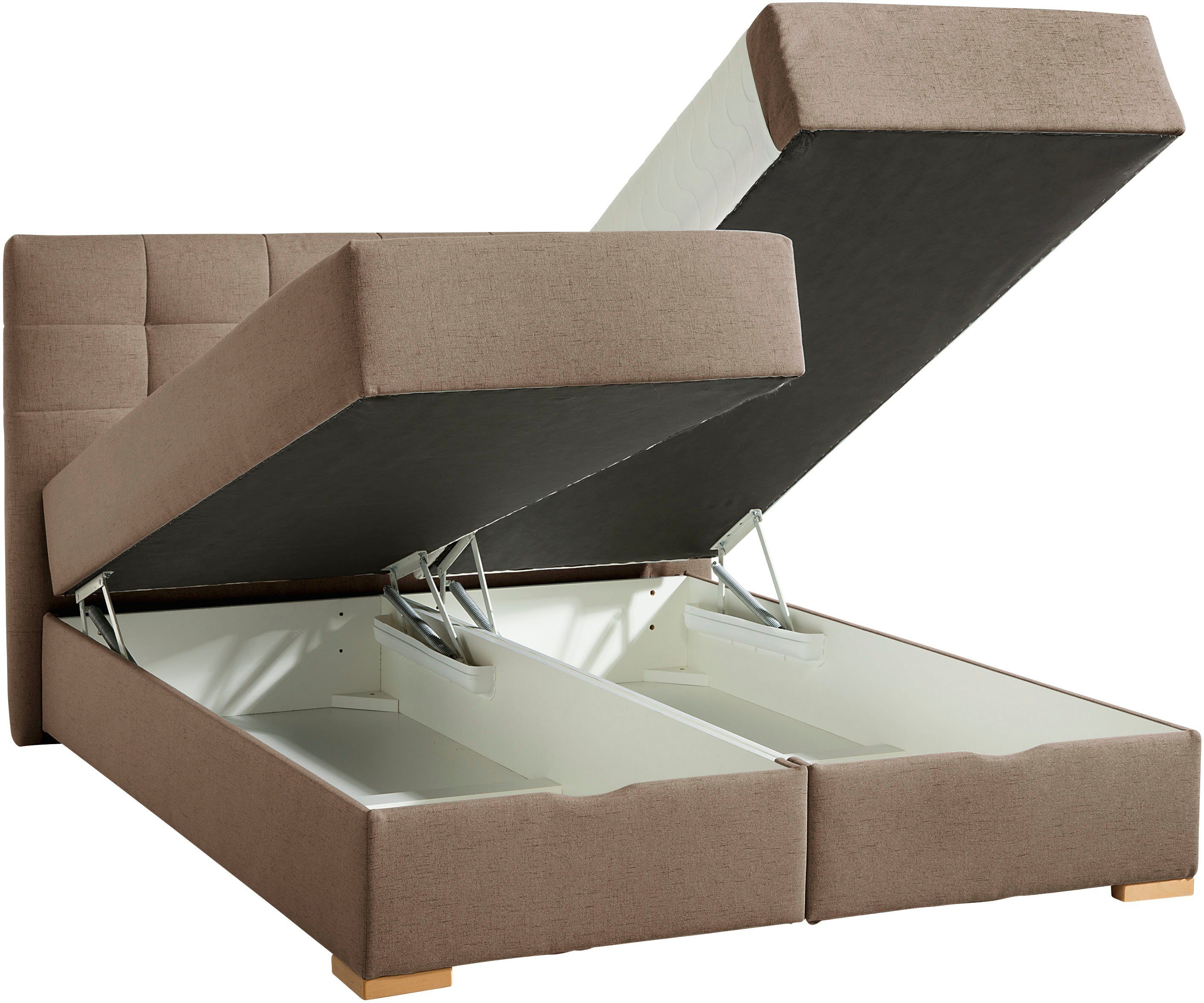 Home affaire Boxbett Olivet mit Bettkasten, in 4 Farben, 4 Breiten, 2 Matratzenarten, auch in Überlänge 220 cm